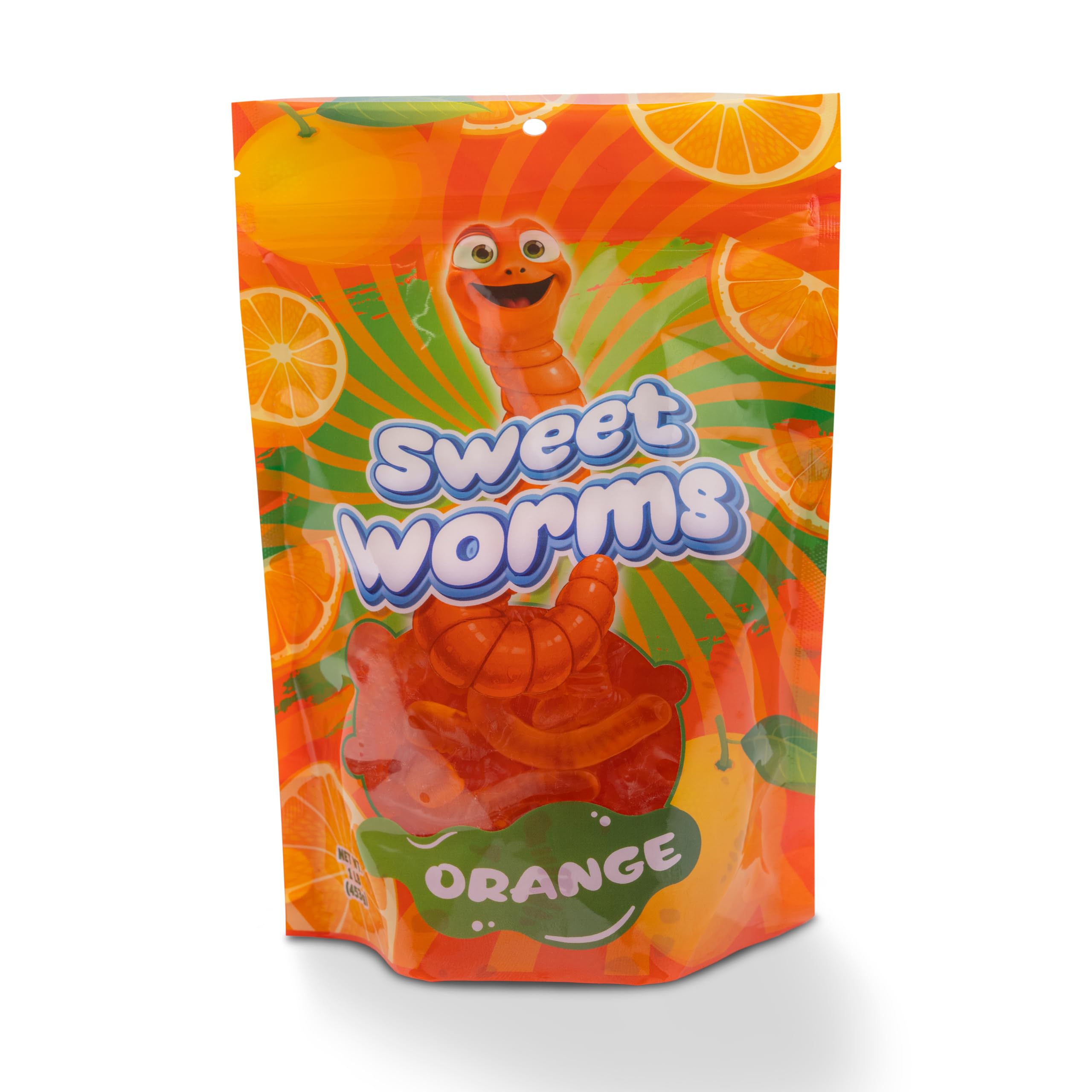 FirstChoiceCandy Sweet & Sour Gummy Worms, Multi Flavors and Solid Colors (1 Pound, Orange)