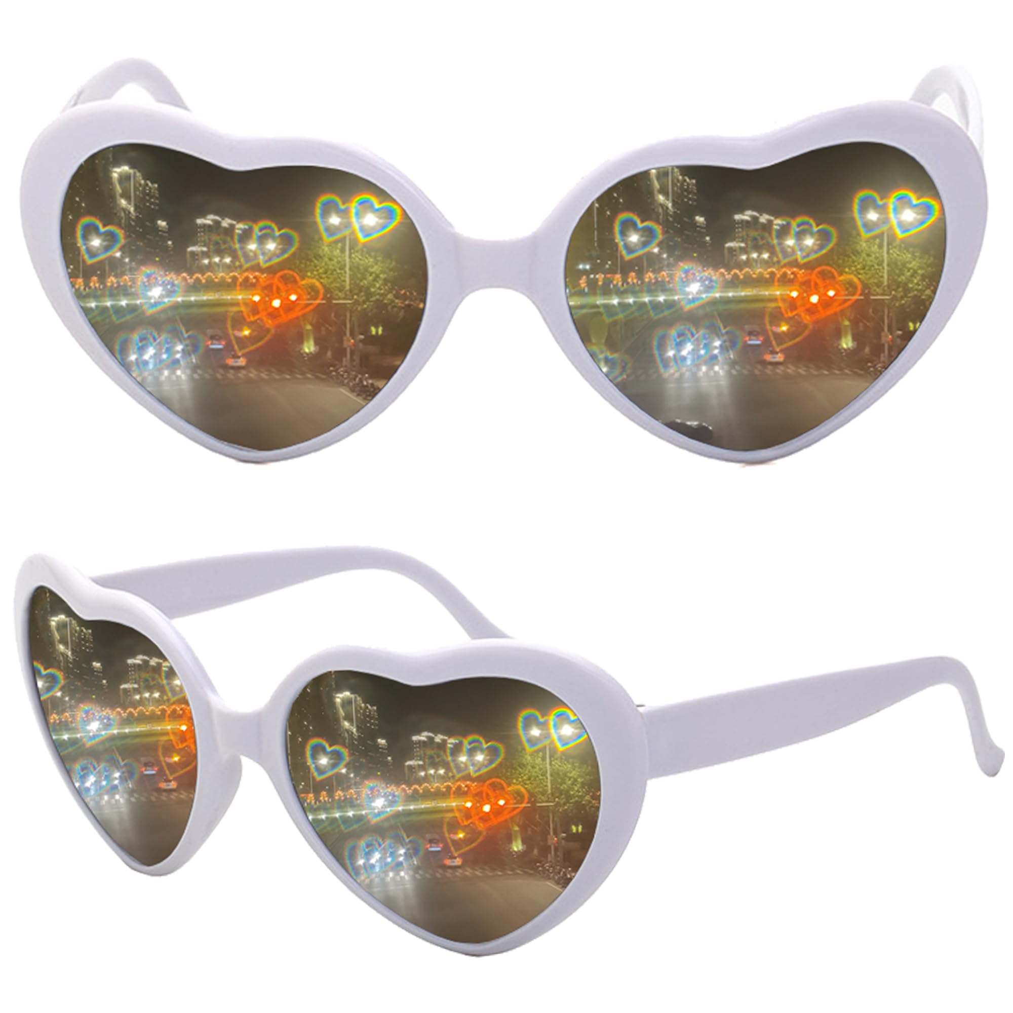 Heart Shaped Sunglasses Heart Effect Diffraction Glasses for Women Men Festival Rave Party