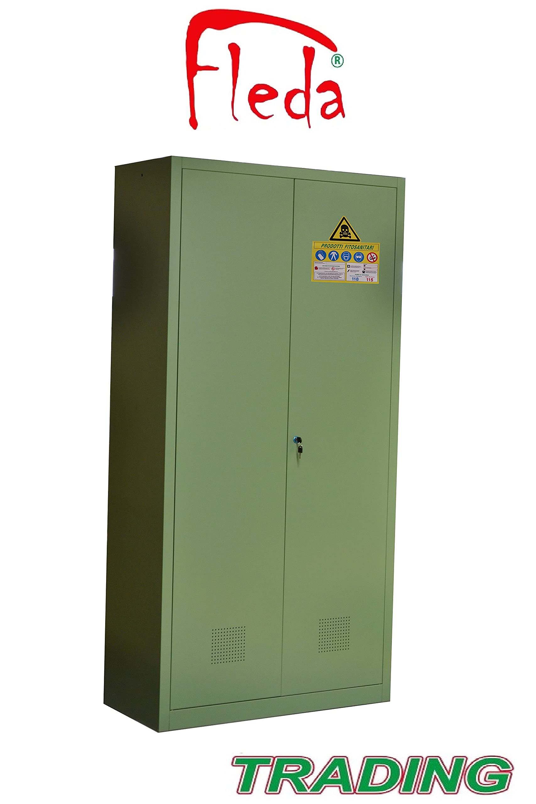 Fleda TRADING Armadio per fitofarmaci in metallo Verde 100x45x200h per aziende agricole, Magazzino