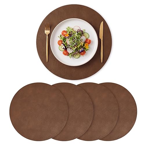 Artoid Mode Brown Faux Leather Placemats Set of 4, 15
