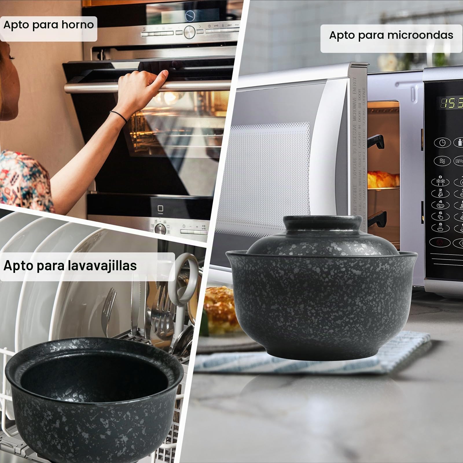 Juego de 2 tazones de ramen japonés, tazón de ramen con tapa, cuencos de sopa instantáneos de cerámica vintage, vajilla asiática, cucharas y palillos - 800 ml, negro