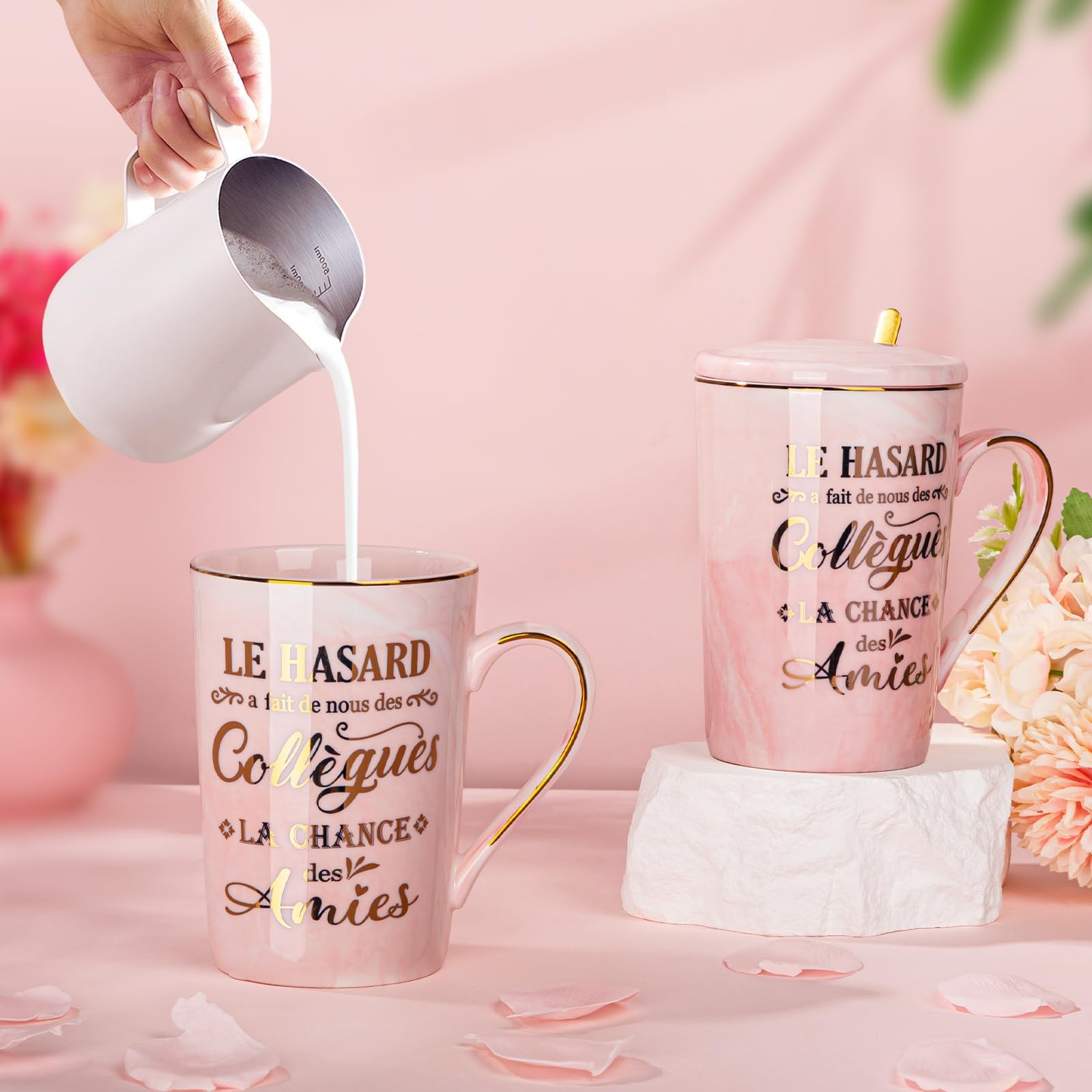 Doublewhale Tante geschenken, verjaardagscadeau voor tante, beste tante Moederdag geschenken van nichtje cadeau voor tante 14 oz marmeren koffiemok met gouden print keramische beker met lepel deksel