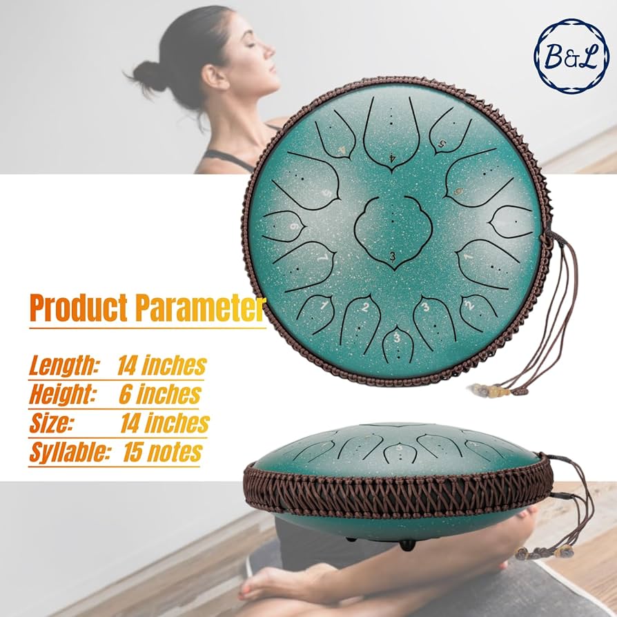 Amazon.com: Steel Tongue Drum 14 Inches 15 Notes Hand Pan Drum