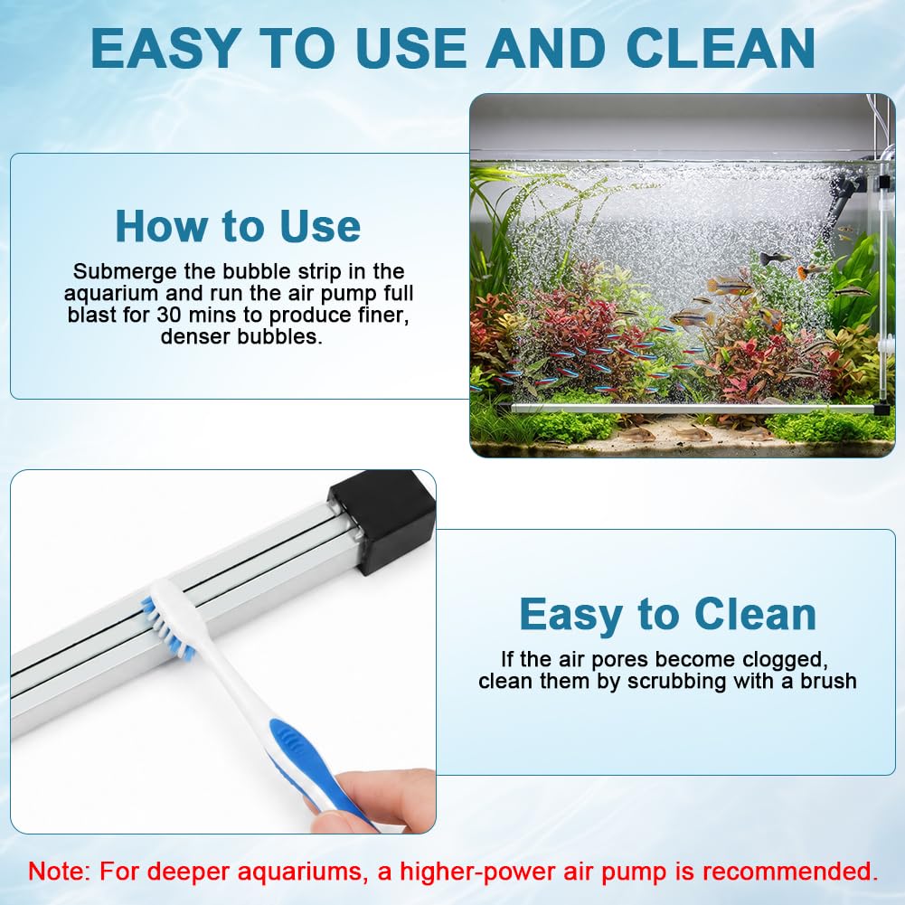 AXFEE Diffuseur Air Aquarium, 15-55cm Bulleur Aquarium Pierre à Air | 55cm Bubble d'aquarium Calme, Alliage d'aluminium,Long Strip Bar Pierre Diffuseur Air Aquarium pour Eau Douce,Eau Salée(2PCS)