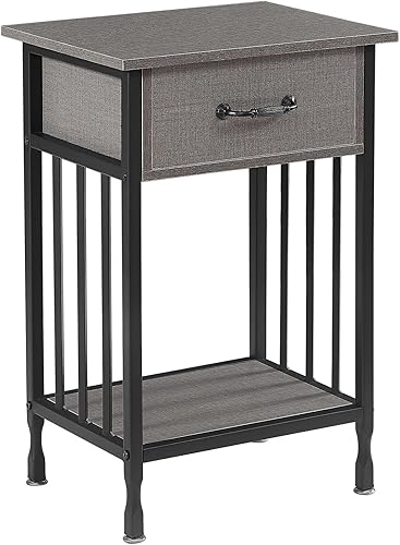 Miniatura 28 de VECELO Mesitas de noche, mesa auxiliar industrial/mesas auxiliares con cajón y estante de almacenamiento, mesitas de noche para dormitorio, sala de
