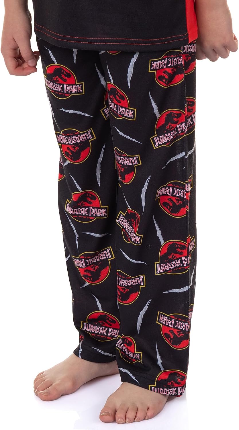 INTIMO Jurassic Park Pajamas Boys' Logo Design Raglan Short Sleeve and Pant Sleep Set
