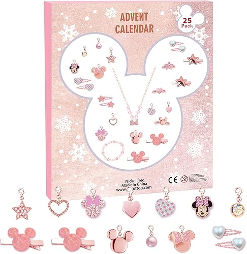 Calendario de Adviento 2025 para niñas, calendario de cuenta regresiva de Navidad de 24 días con pulsera y collar de bricolaje, anillos, regalo de
