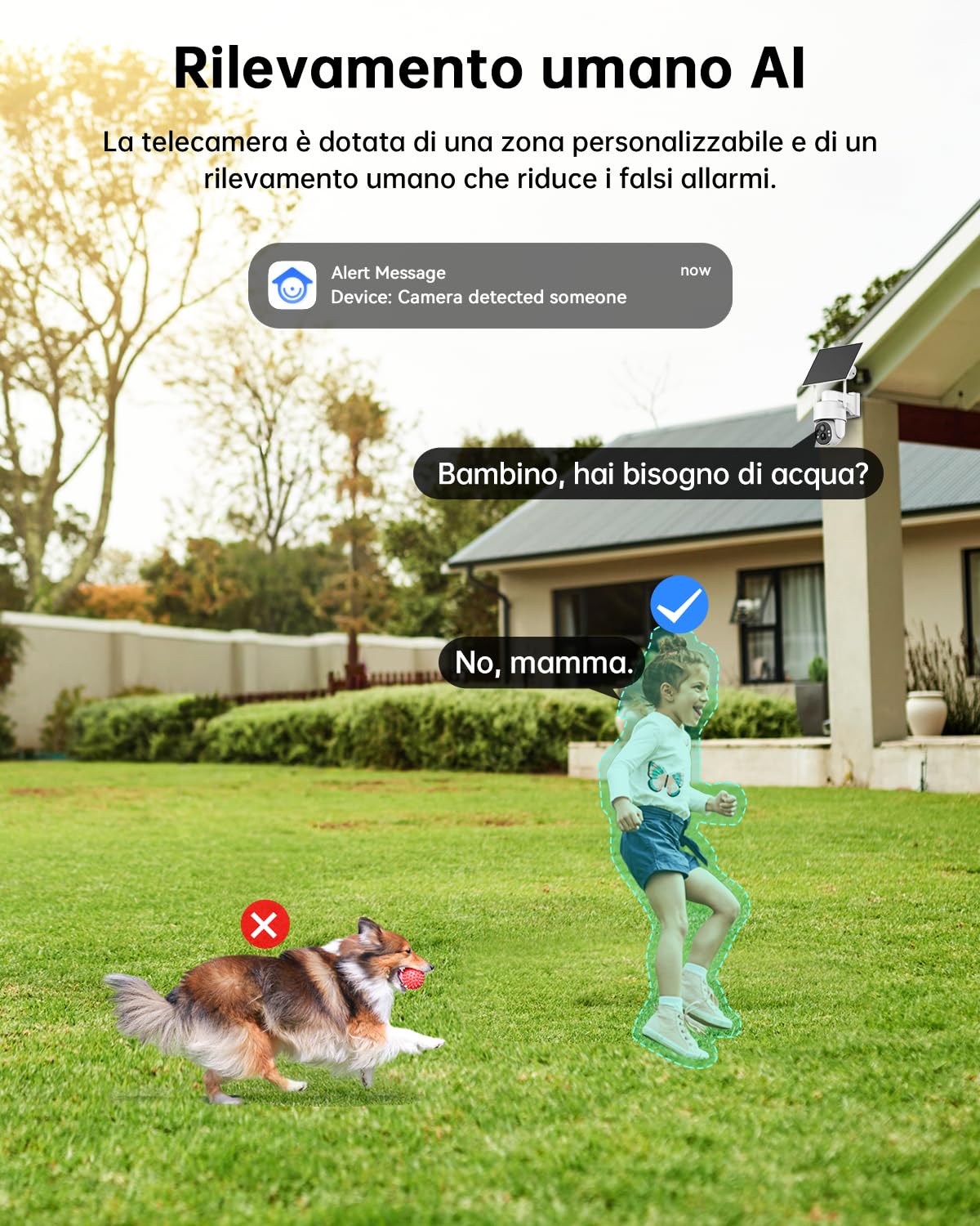 Tical 24/7 Registrazione AOV 4G Telecamera Esterno con SIM, 2.5K/4MP HD | Telecamera Solare con Batteria 9000mAh Pannello Solare, AI Rilevamento Umano, 360° PTZ Visione Notturna a Colori, IP65,Bianco