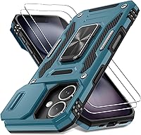 Vista 54 de DEERLAMN Funda para iPhone Air de 6.5 pulgadas con cubierta deslizante para cámara + protector de pantalla (2 paquetes), soporte de anillo giratorio