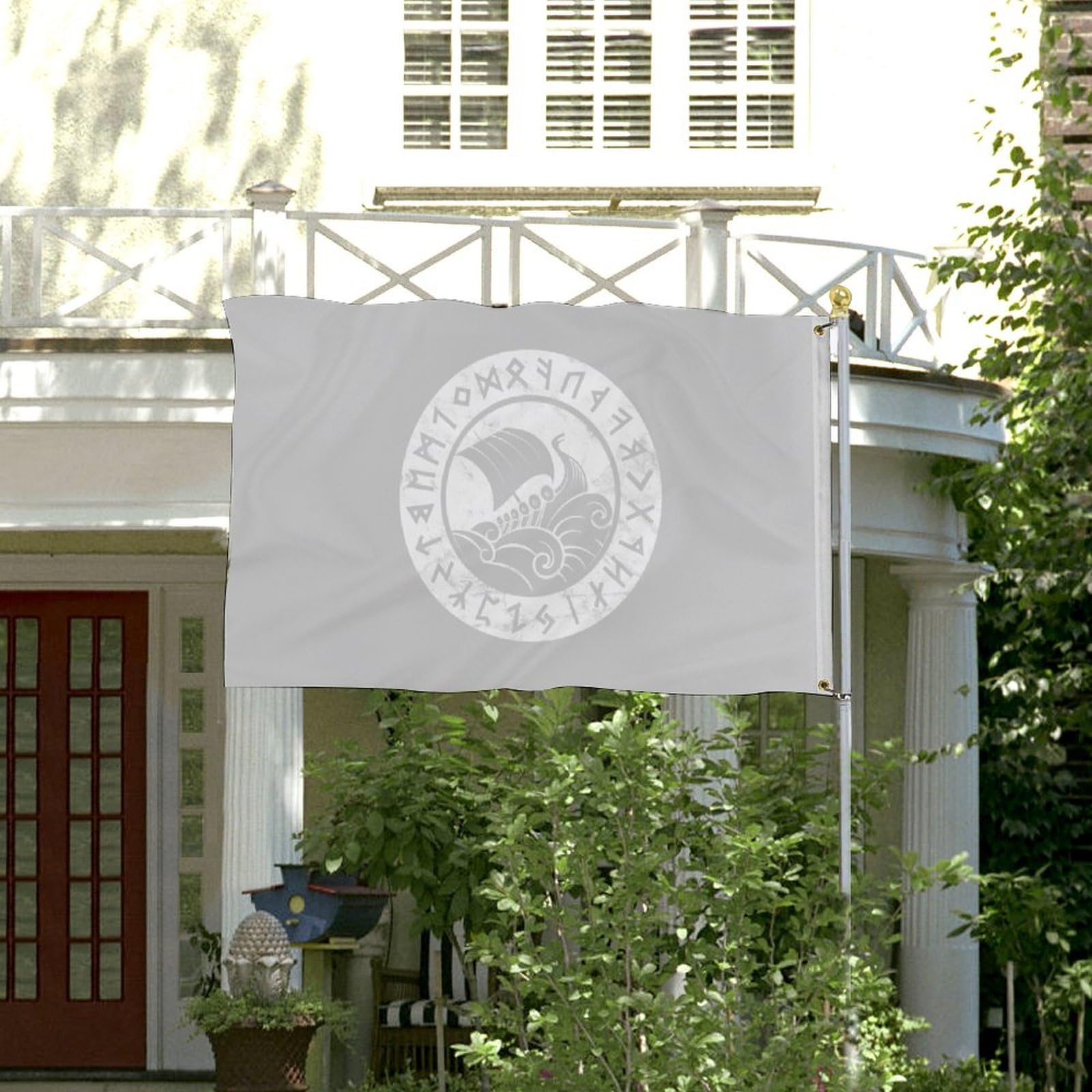 Bandiera Decorativa Per Casa, Cortile, Nave Vichinga Drakkar Stampa A Vela Per Vacanze Benvenuto