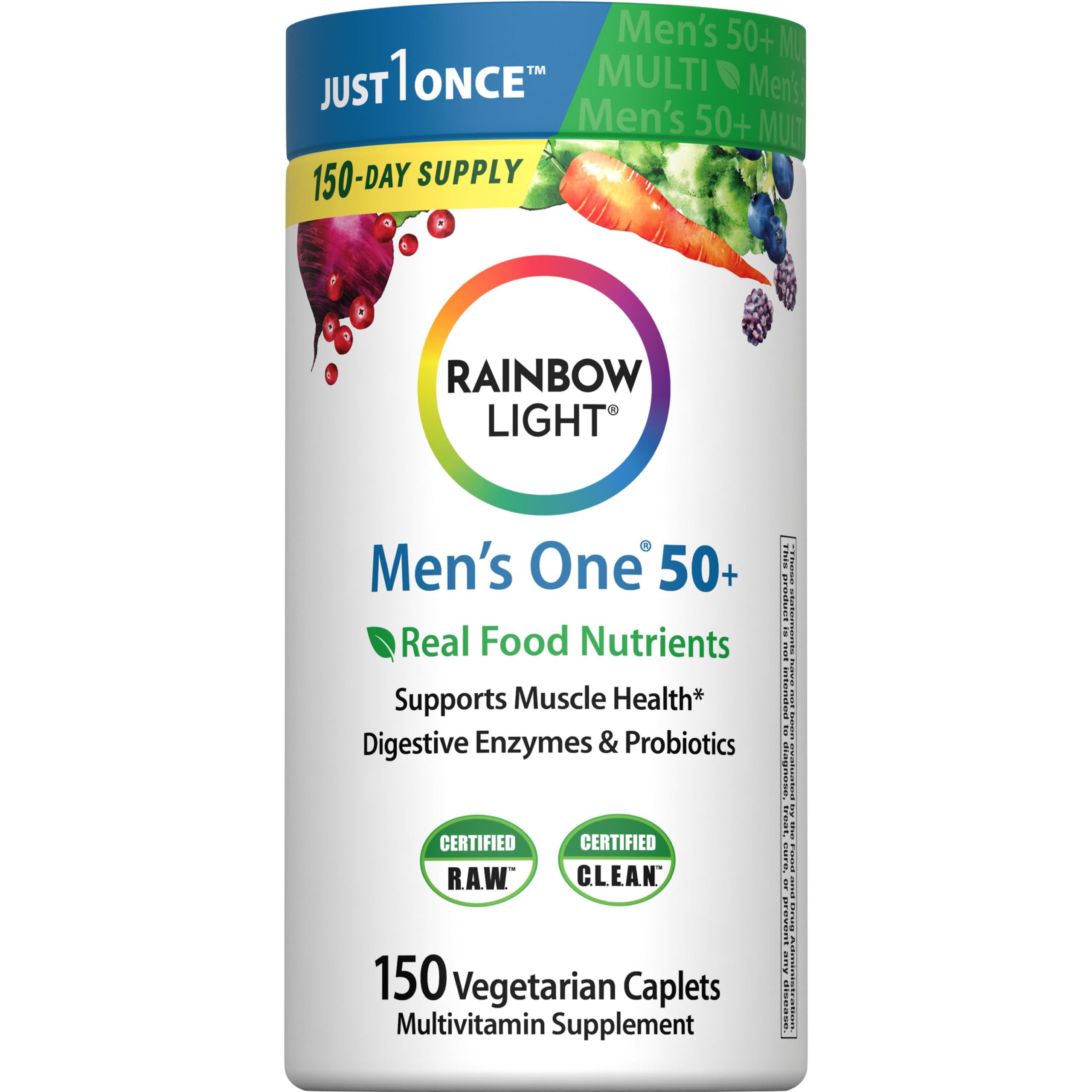 Rainbow Light Mens Multivitamin One + for 50 Plus | 150 Caplets