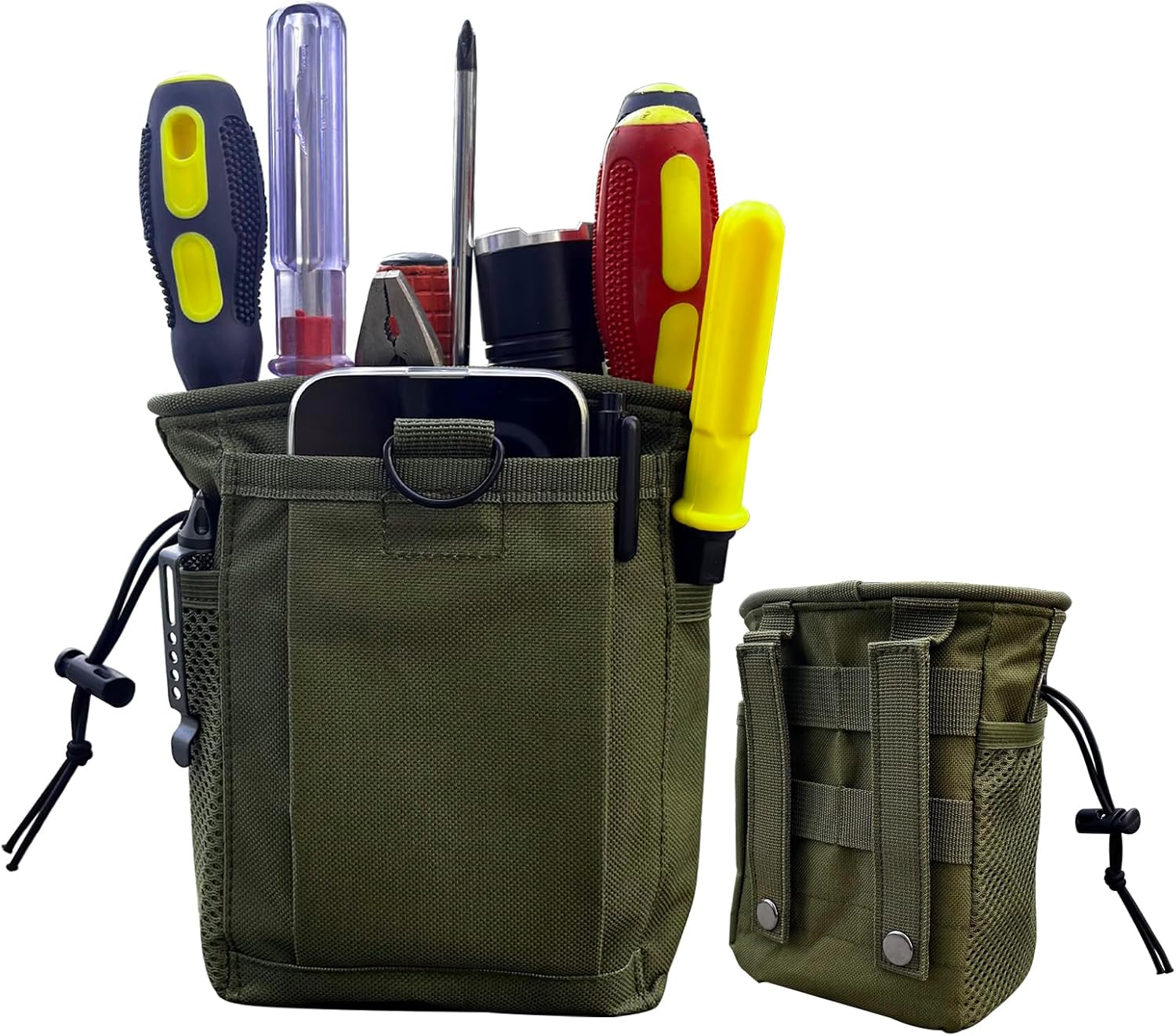 Small Tool Pouch,Utility Tool Bag, Small Toolbox, Screw Driver, Plier Organizer, Flashlight Holster and Knife Holder, Tool Belt Pouches for Electrician,Contractor,Plumber,Carpenter or Daily Home Use