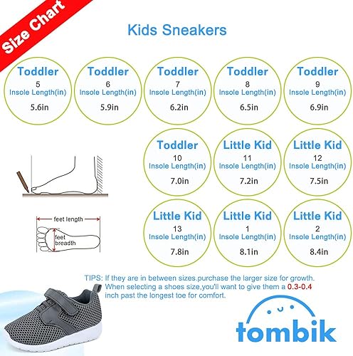 Miniatura 6 de tombik Zapatos para niños, tenis ligeros para niños y niñas, tenis transpirables para jugar activo, diversión en el patio de recreo, escuela
