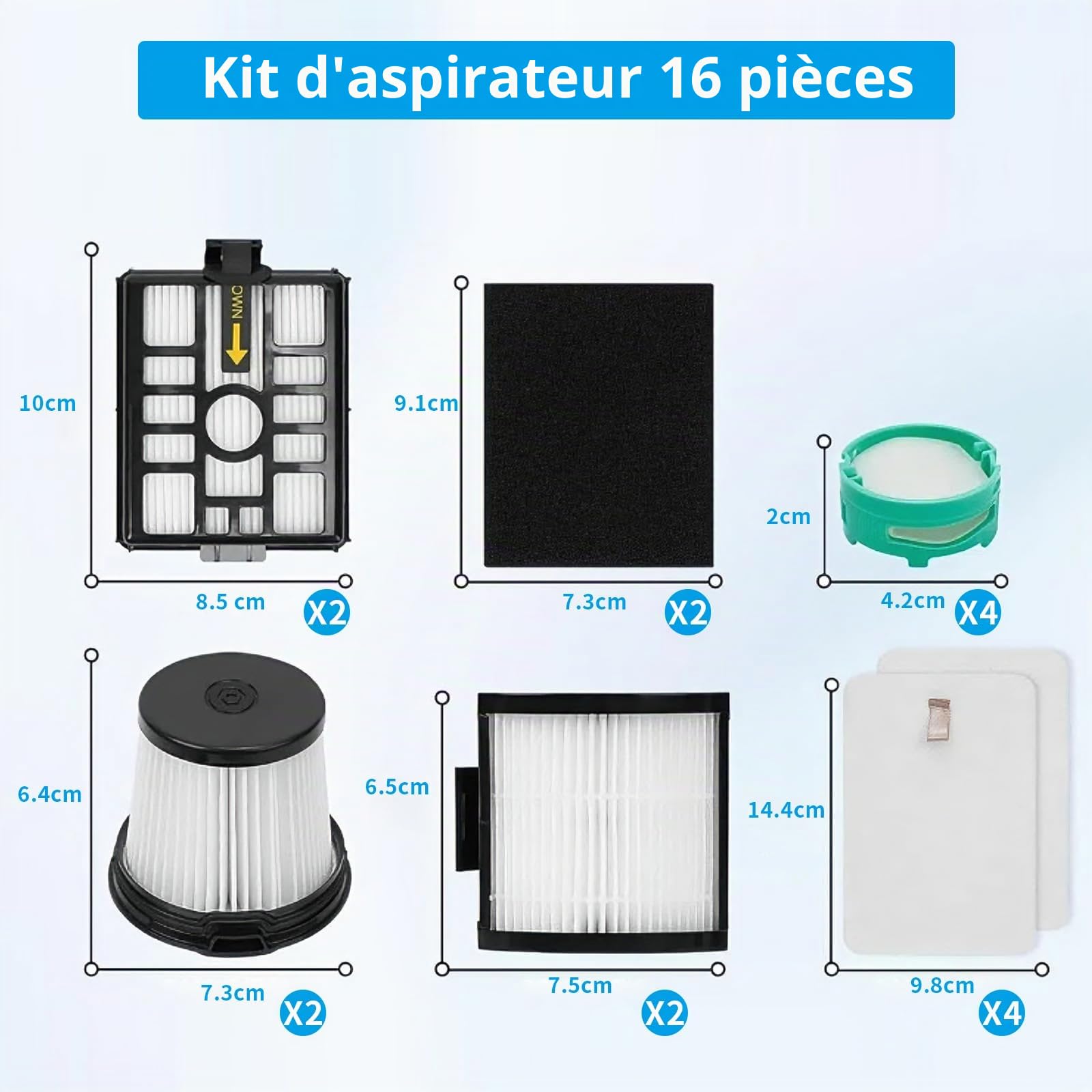 Kit de Filtres pour Shark IW3510UK、IW3611UKT、IW3612EU IW3612EUT Filtre HEPA