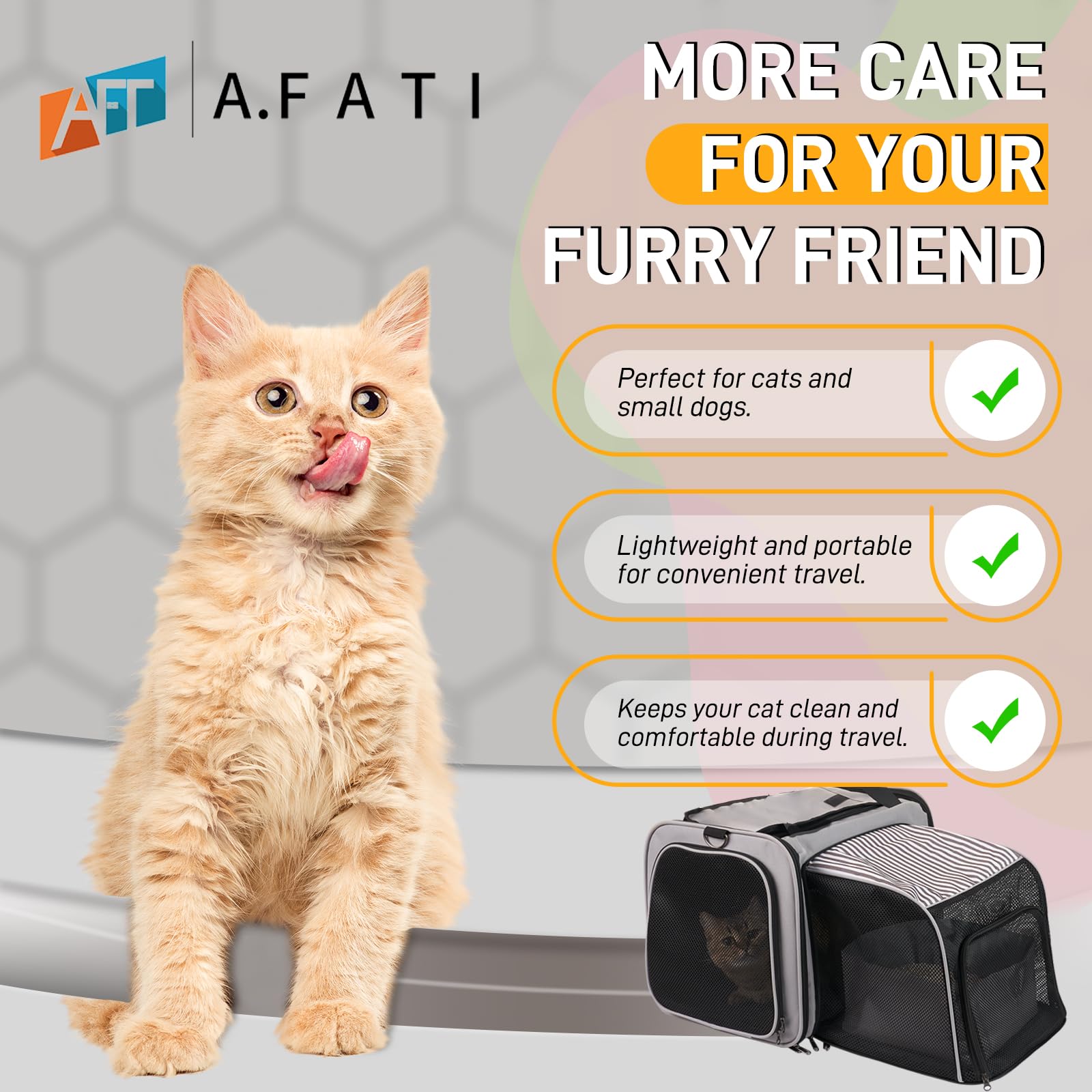 Cat Carrier with Litter Box, Collapsible Soft Sided Pet Carrier for Car Travel, Cat Travel Carrier with Locking Zippers, Expandable Cat Carrier with Food Bowl for Cats/Puppies up to 25 lbs, Grey - image 7