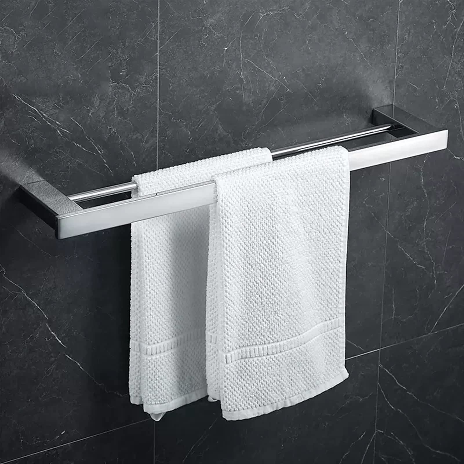 Soporte de toalla de mano de baño, barra de riel de toalla montada en la pared, rejilla de toallas de acero inoxidable SUS 304 para ropa de hardware y plato de cocina, 50 cm-70 cm, tornillos de