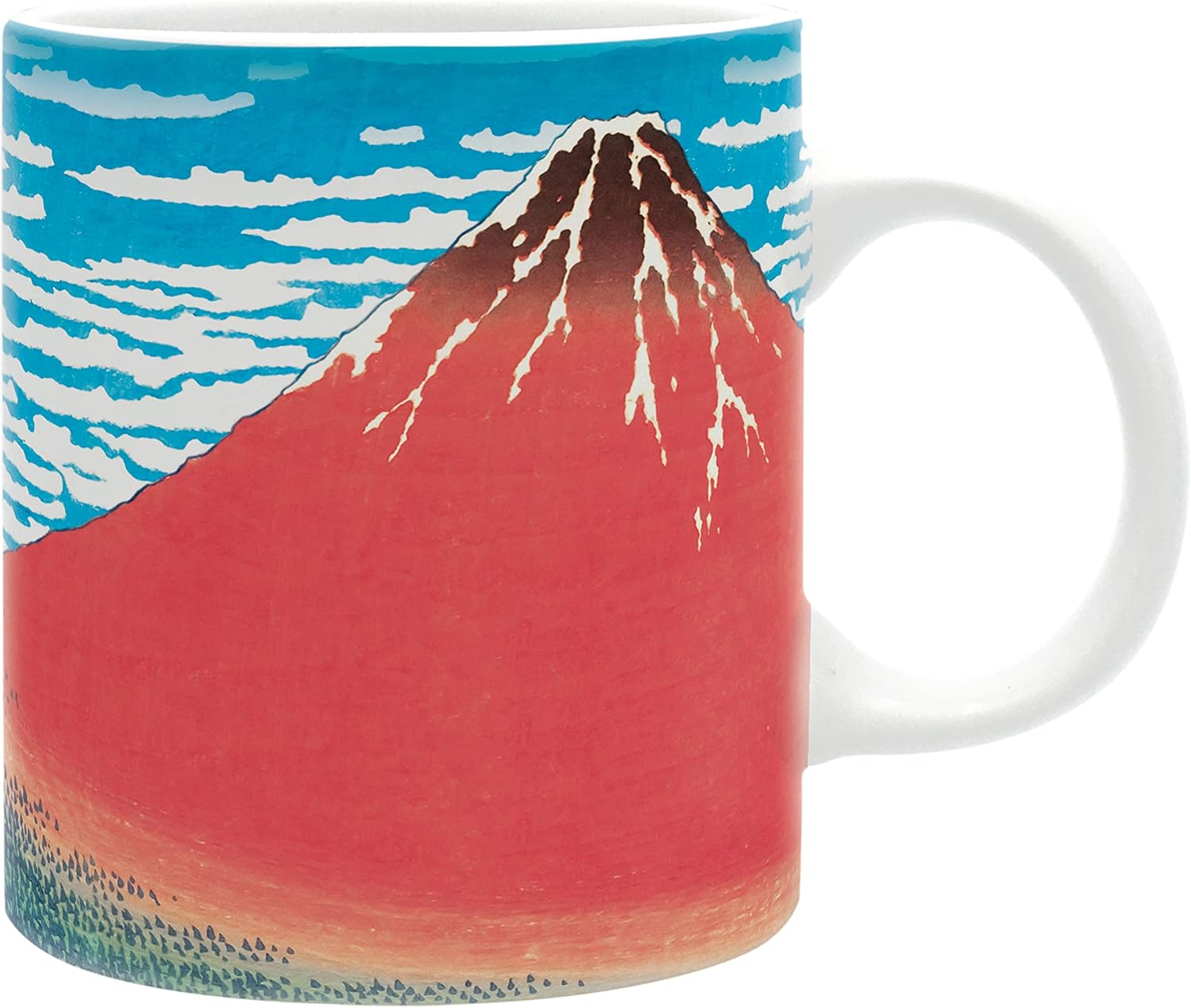 ABYSTYLE Hokusai Red Fuji Ceramic Coffee Tea Mug Holds 11 Fl Oz Japanese Art Asian Art Fuji Mountain Drinkware Home & Kitchen Merch Gift