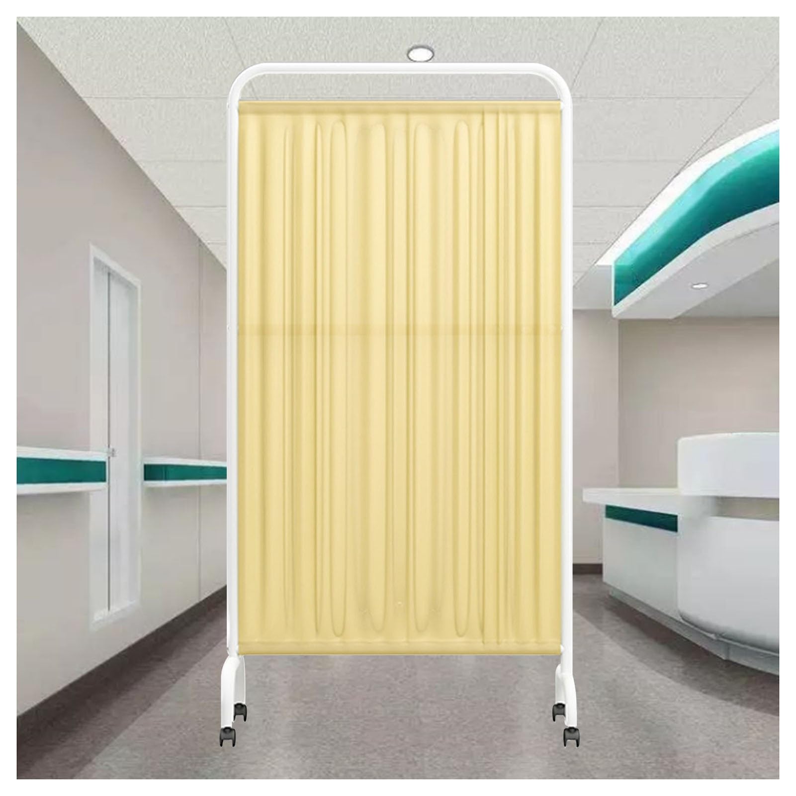 1/2/3/4/5 Panels Medical Privacy Screen,Portable Foldable Room Divider Fence,6ft High Room Divider with Wheel for Hospitals/Clinic/Office/Beauty Salon(Yellow,5-Panel)