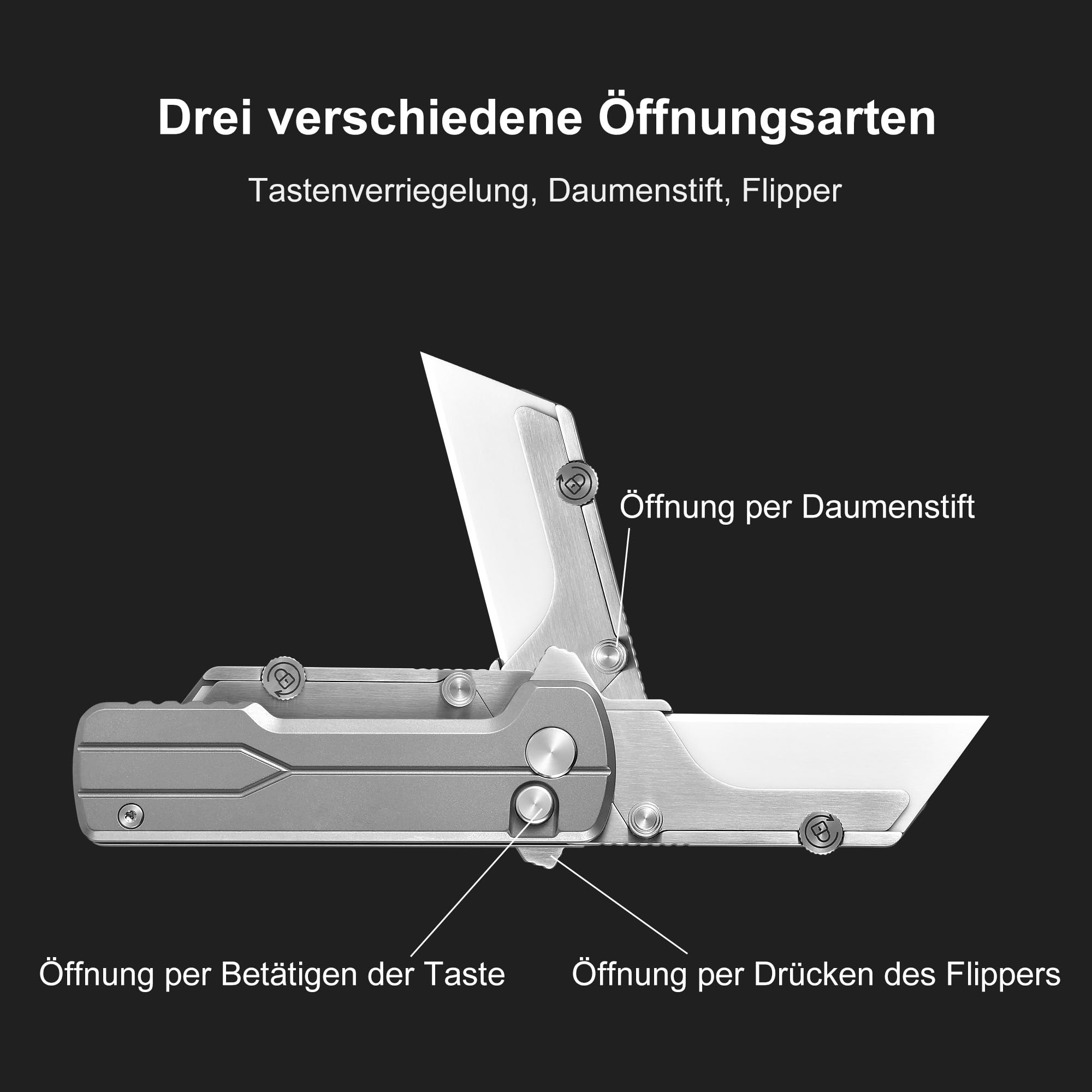 OKNIFE U1 Ultra Titanium EDC Taschenklappmesser Keramikklinge Boxcutter | Leichter Griff mit Knopfsperre & praktischem Taschenclip, kompakter EDC Cutter für Alltag,Taschenmesser