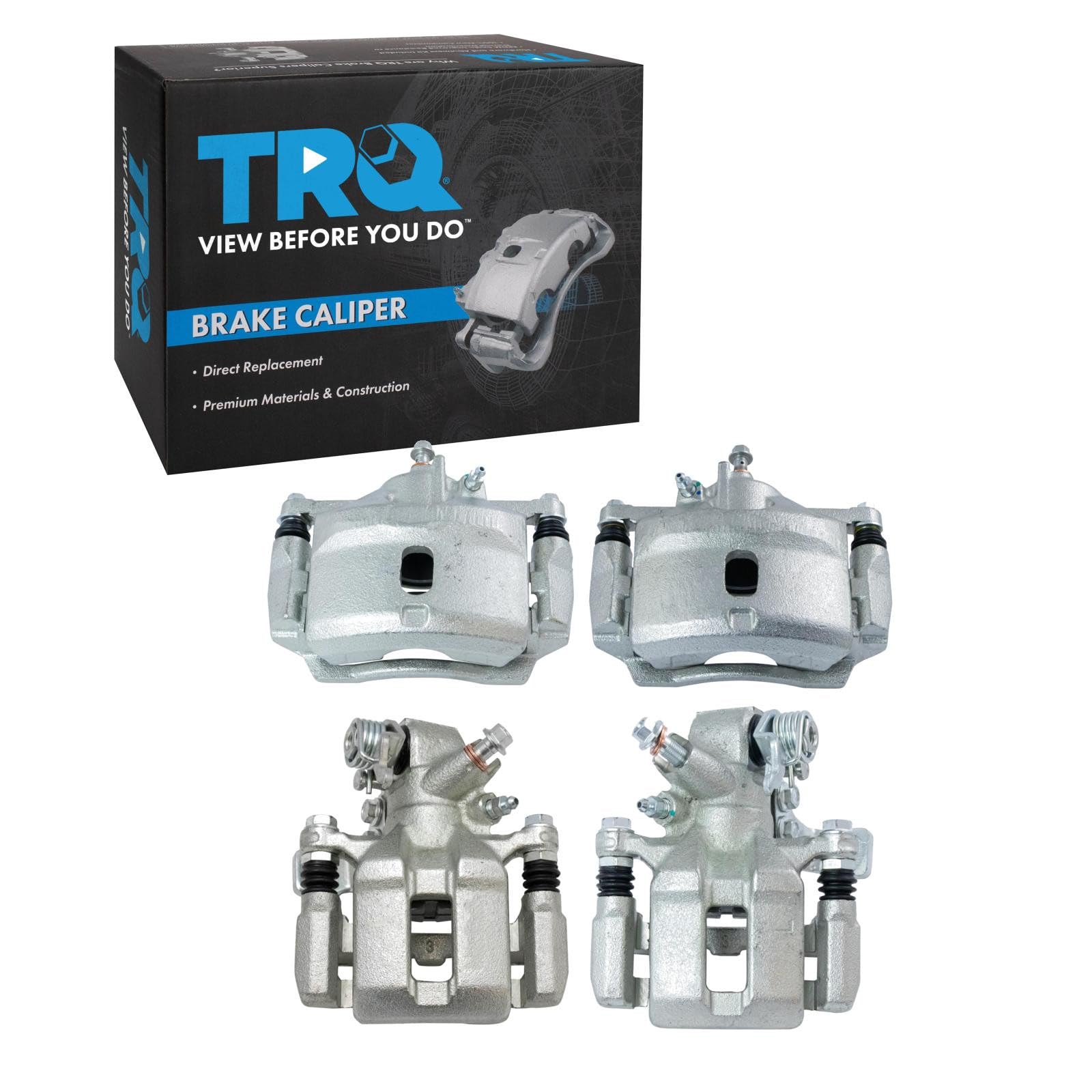 TRQ Front and Rear Brake Caliper Set Zinc Coated Brackets Hardware Compatible with 2002-2003 Honda Civic