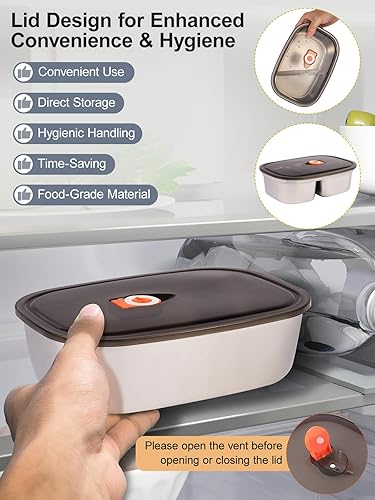 Miniatura 3 de Lonchera térmica, lonchera eléctrica de 80 W con contenedor de doble compartimento y tapa, calentador de alimentos de 12 V24 V110 V con utensilios y