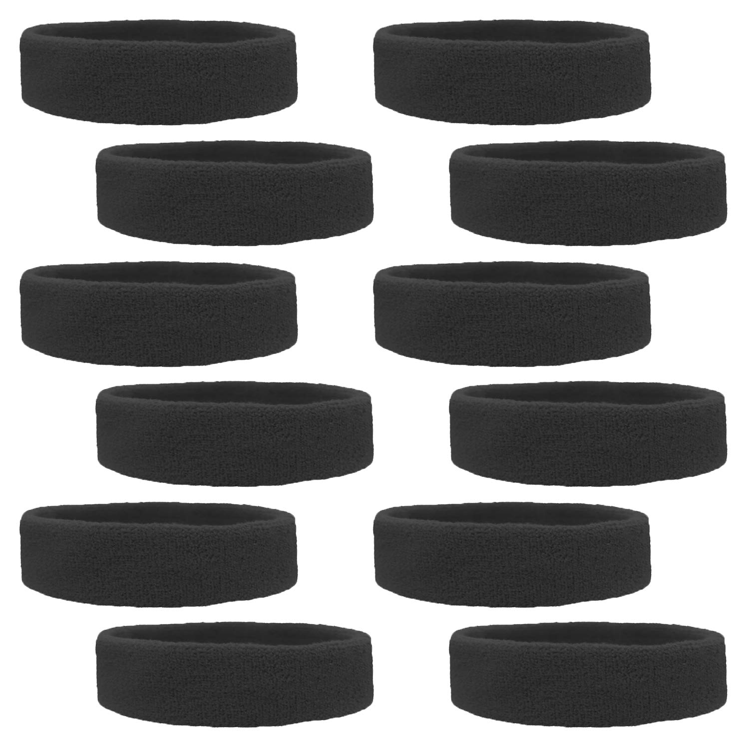 12 Sweatbands Cotton Sports Headbands Terry Cloth Moisture Wicking Athletic Basketball Headband by Kenz Laurenz