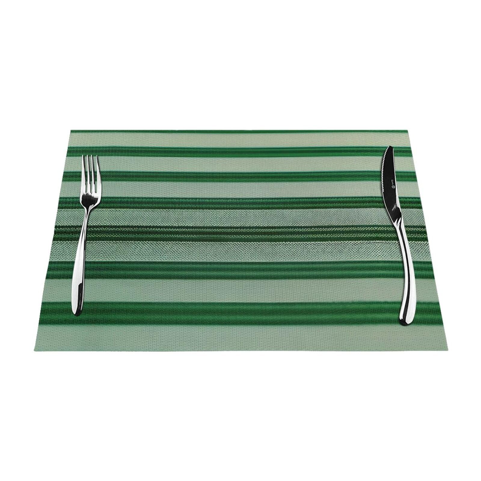 Placemats Set of 6,Table Mats Washable Placemat Decoration, Green Striped Print