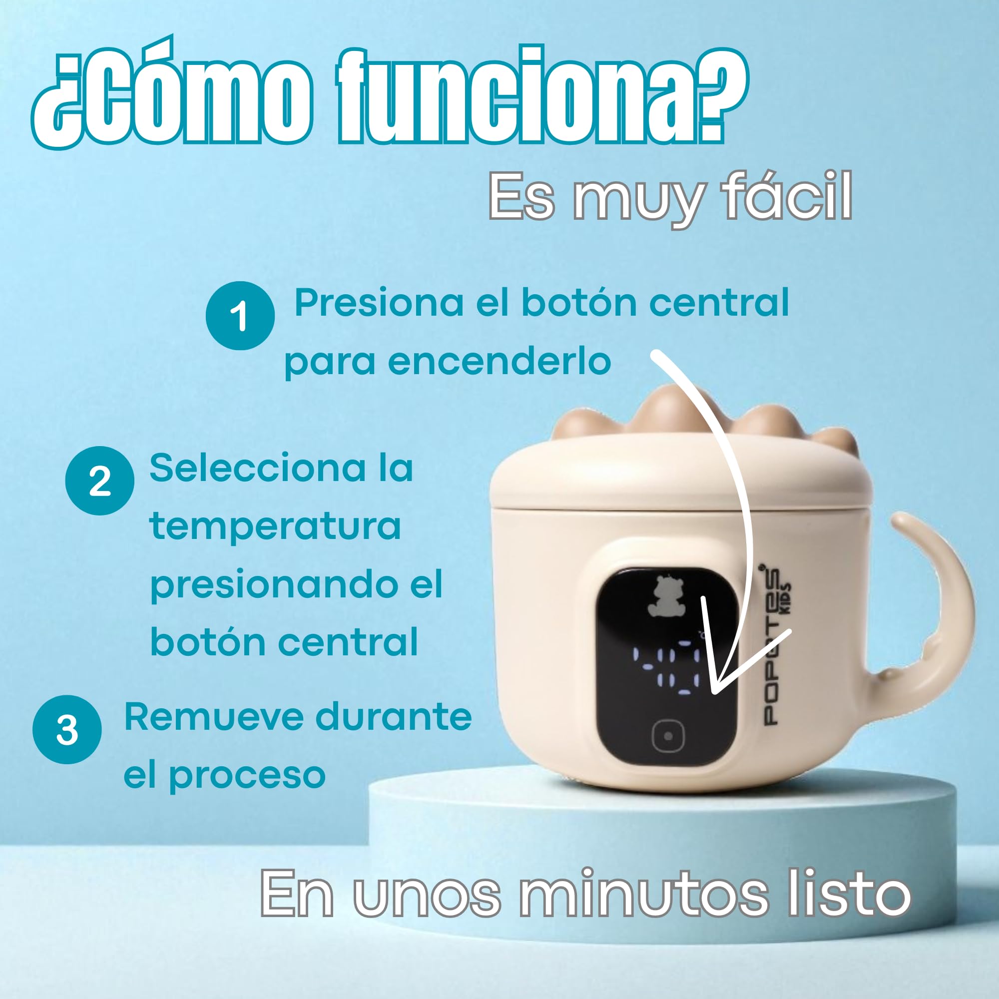 Calentador de potitos pórtatil RAPTOR. Solución inalámbrica, recargable, cuenco para atemperar papillas, purés y alimentos para bebé, Ideal para viajes y uso diario. El regalo ideal.