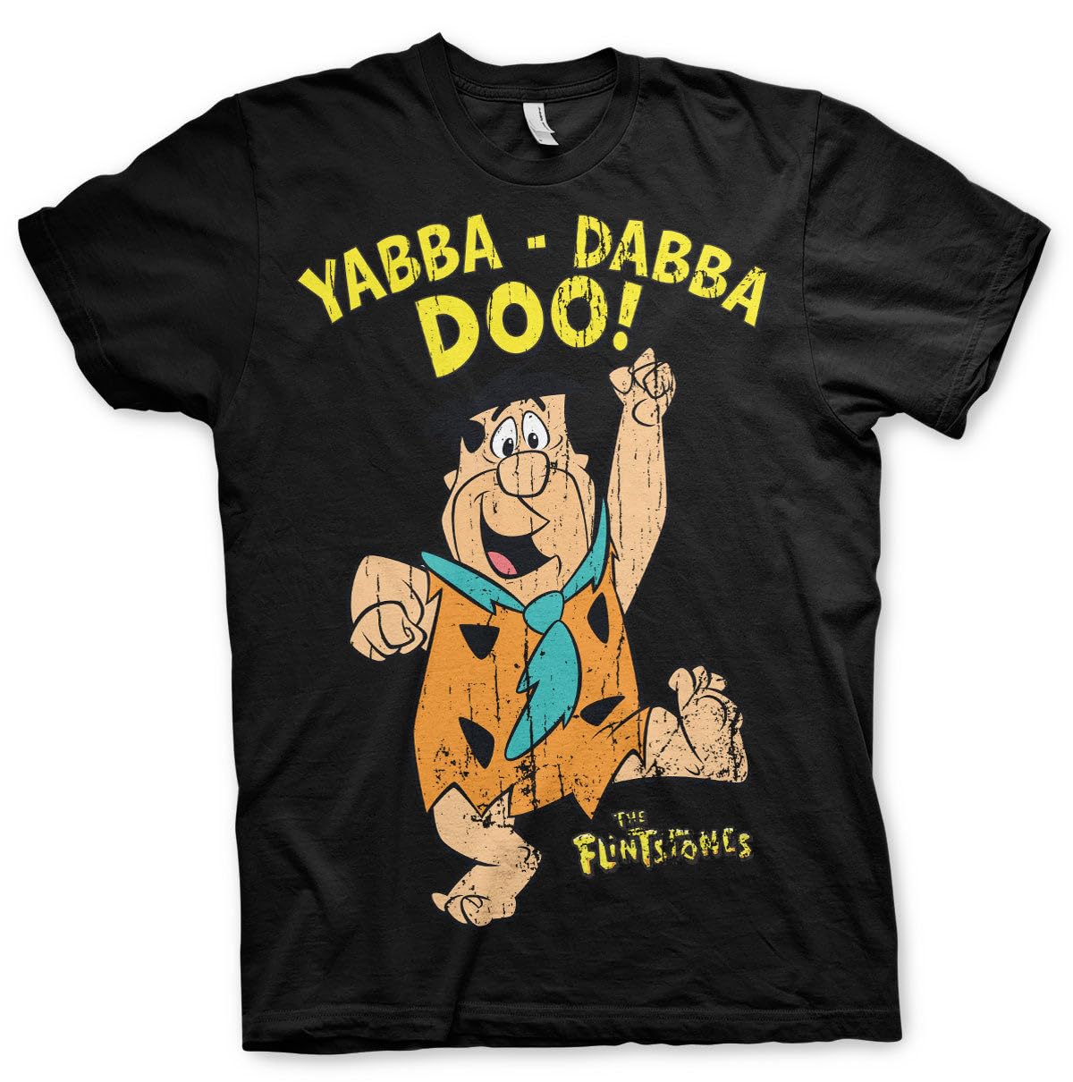 the flintstones Officially Licensed Yabba-Dabba-Doo Mens T-Shirt (Black), X-Large