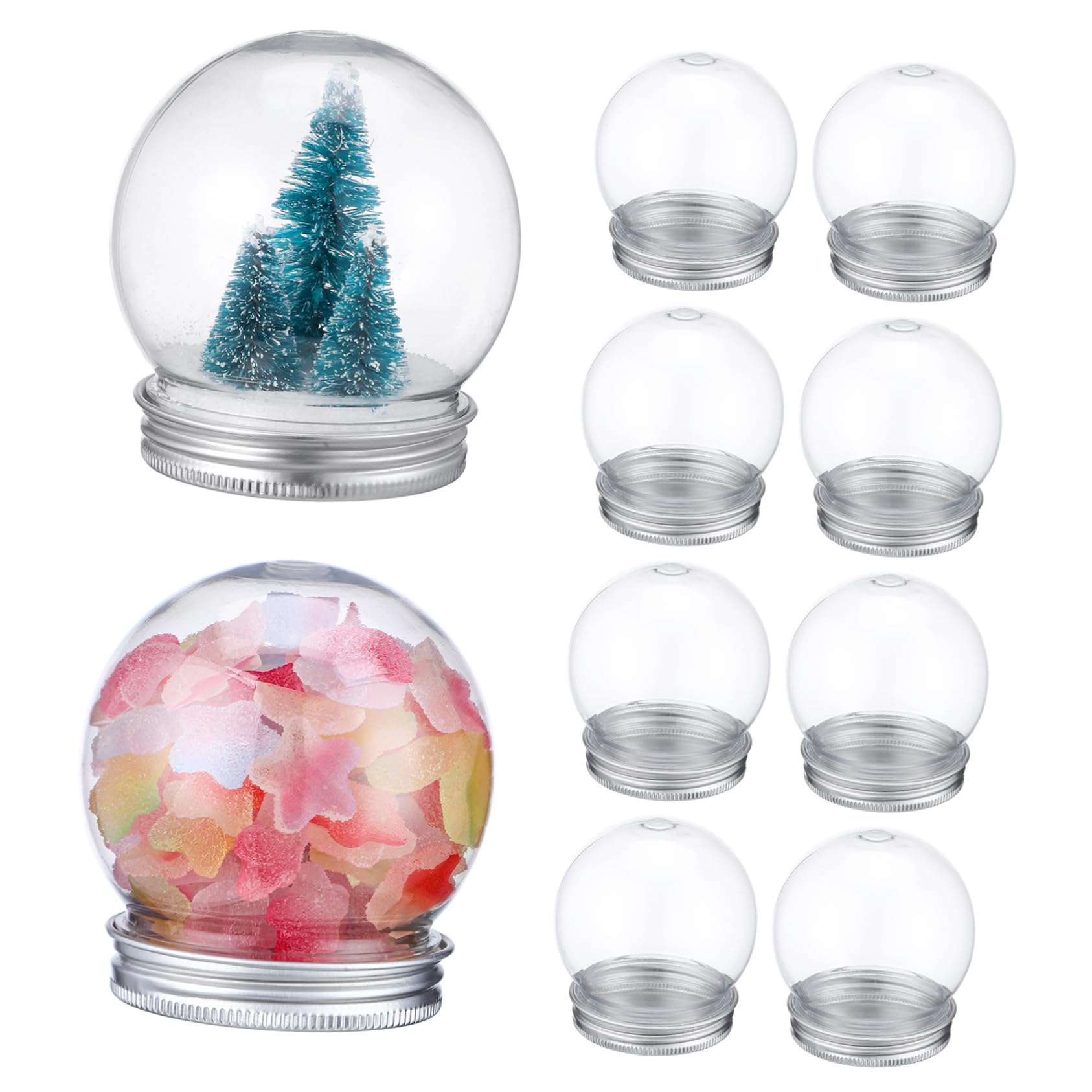 Bolas de nieve de Navidad PET transparentes para decoración de muñecos de nieve, pack de 10