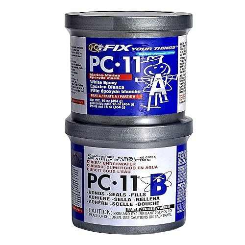 Miniatura 8 de PC Products PC-11 Pasta adhesiva epoxi, grado marino de dos partes, 1 libra en dos latas, blanco roto 62118, paquete de 2