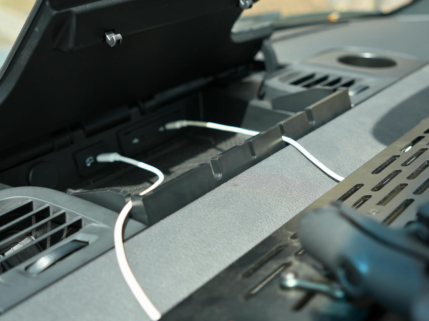 White Top Adventures Sprinter Dash Cable Organizer 2019  – Compatible with Mercedes-Benz VS30, Airstream, Winnebago, Jayco, Storyteller Overland – Cord Holder for Dash Charging Cabinet