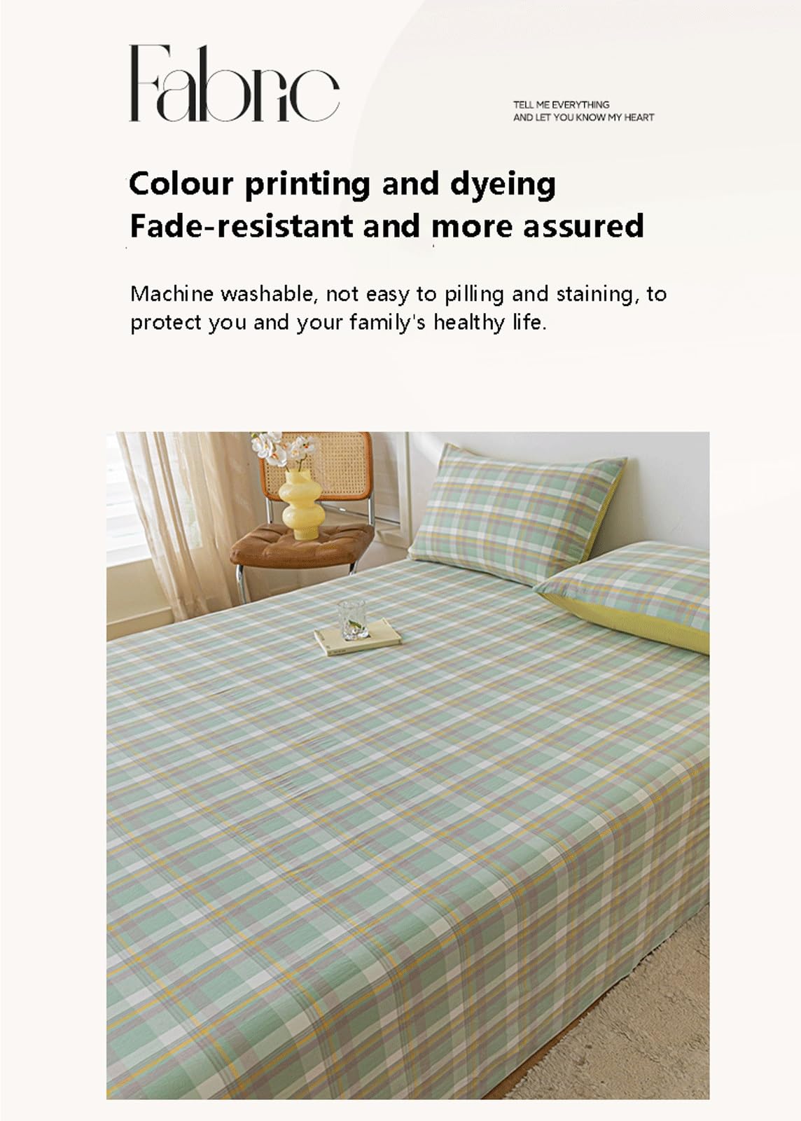 Bettlaken ohne Gummizug aus 100% Gewaschener Baumwolle Kariert Betttuch Laken Leintuch Haustuch ohne Gummi vielen Größen und Farben(Light Blue,160x230cm+48x74cm x2)