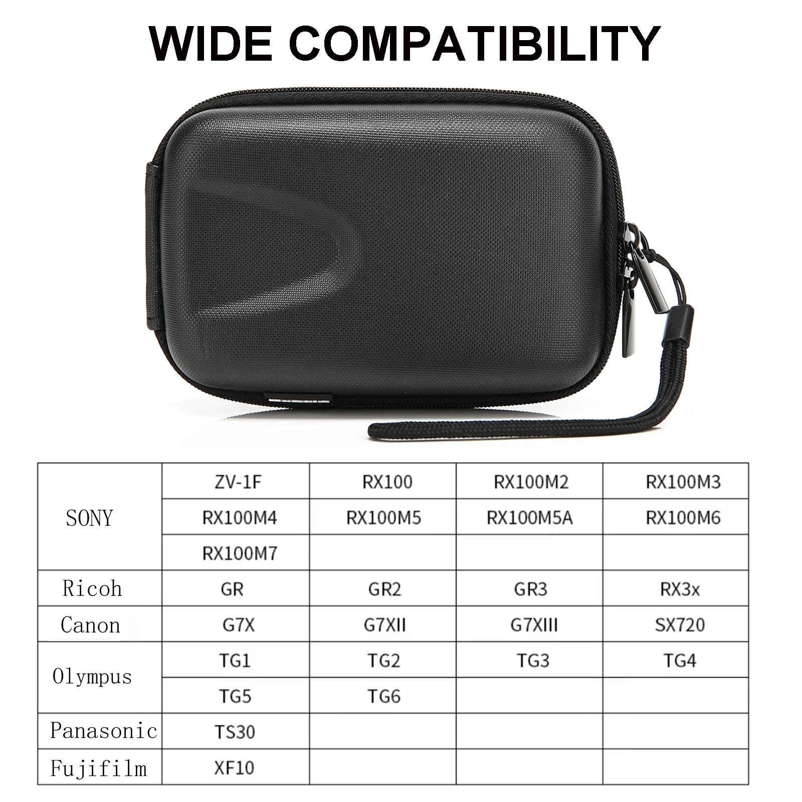Funda para cámara digital, pequeña bolsa rígida para lente de cámara, impermeable, soporte de almacenamiento protector para RX100m3/m6 ZV1 Canon G7X2 G7X3