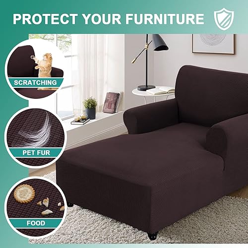 Miniatura 10 de Funda para tumbona, fundas elásticas para tumbona, funda de diván para sofá con doble brazo, tela jacquard a cuadros pequeños, protector de muebles