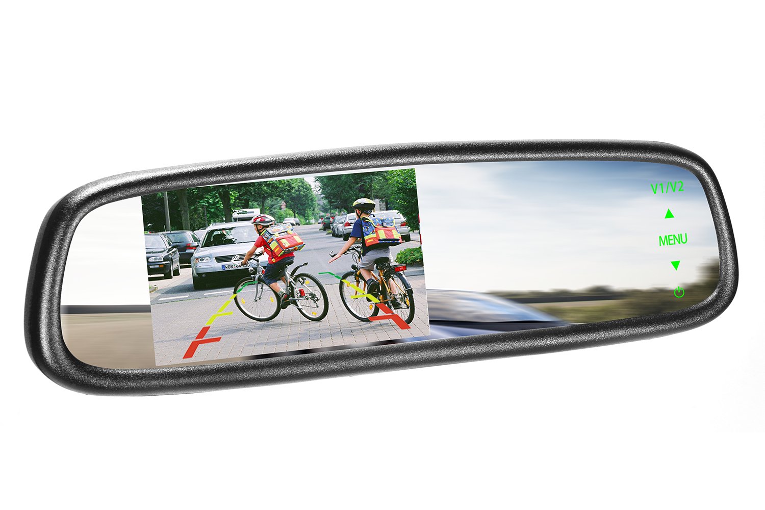 4.3 Inch HD LCD Ultra High Brightness Car RCD Rearview Mirror Monitor with 2 Video Inputs Adjustable Backup Guide Line for All Car