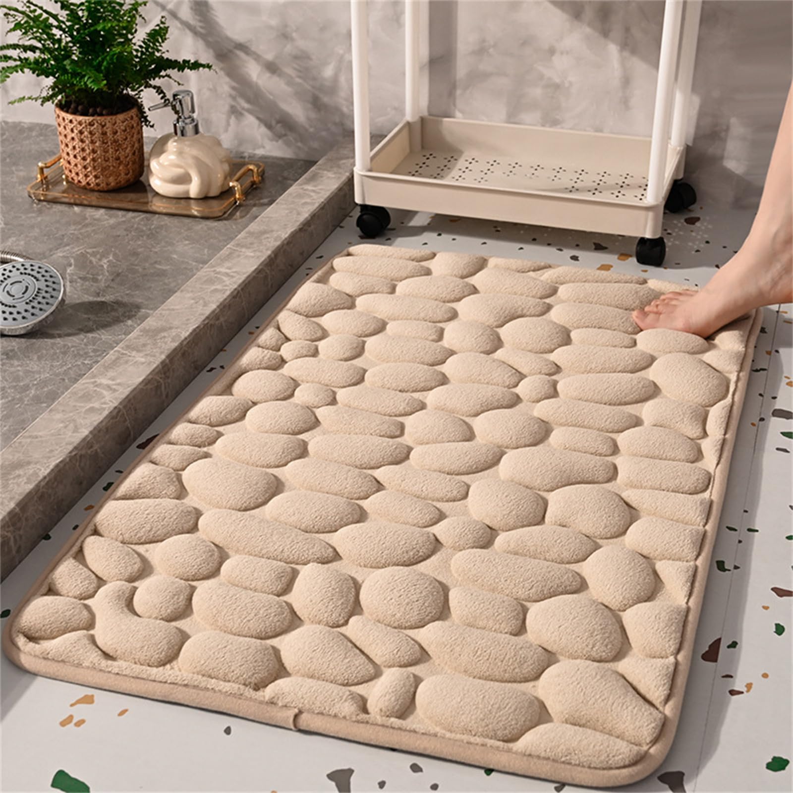 Laberge Tapis de bain antidérapant et absorbant en galets pour la sécurité et le confort - Séchage rapide, idéal pour la décoration de la maison et de la salle de bain, améliore la sécurité et le