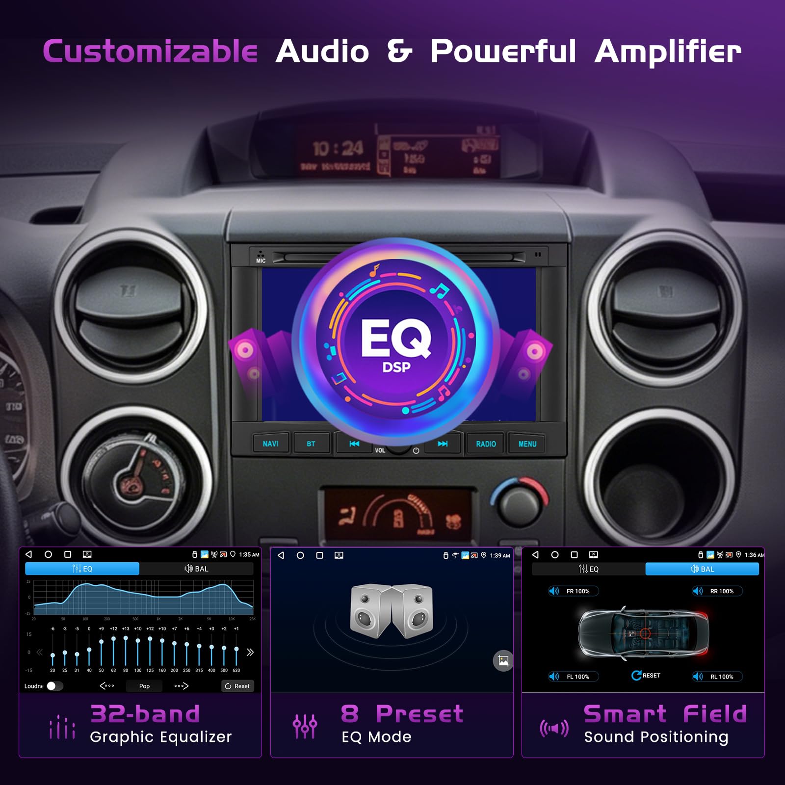 Autoradio per Peugeot 3008 5008 Citroen Partner Berlingo 4+64GB 7''