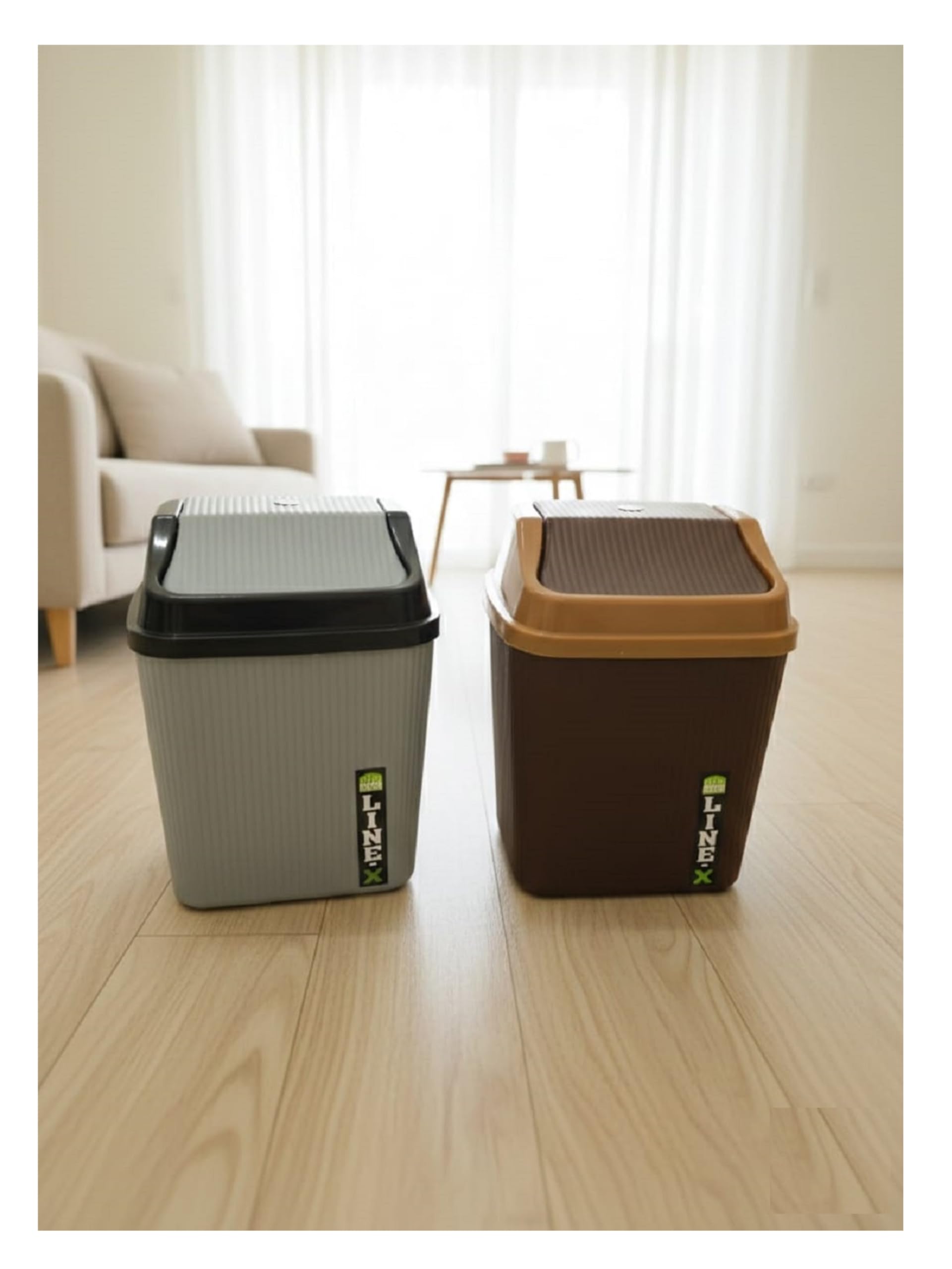 Pack Of 2 Mini Plastic Table Top Dust Bin for Bathroom Kitchen & Office Study room Small Garbage Waste Bin Desktop Car with Lid Multipurpose Use Swing Lid Trash bin 2.5L (Colour: As per availability )-image-25