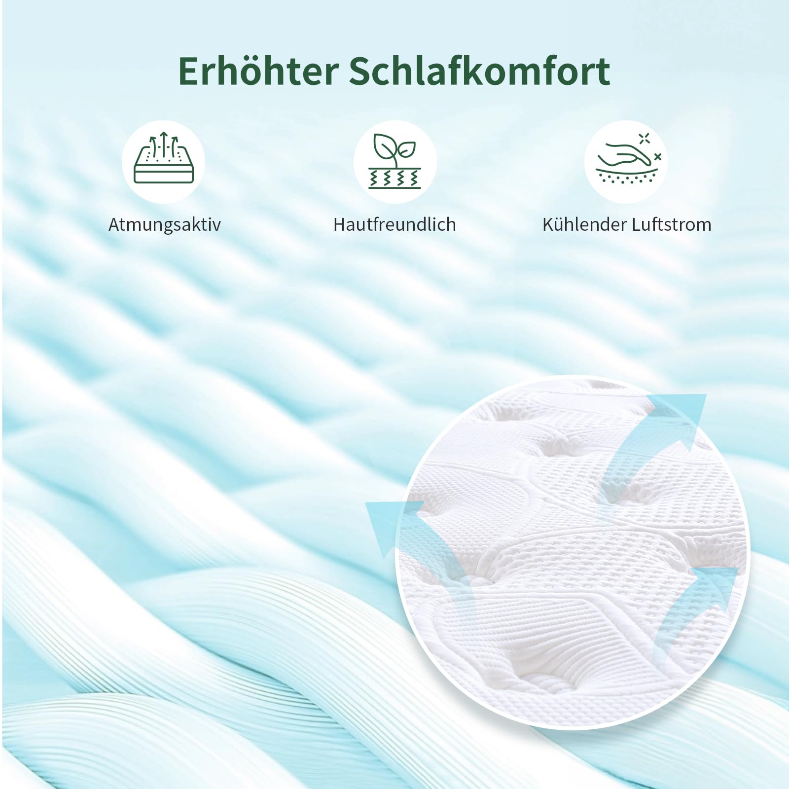 Queblox Matratze, HöheTaschenfederkernmatratze, Härtegrad H3, Öko-Tex Zertifiziert, ergonomische 7 Zonen Matratze, für Erwachsene (28cm, 90x200x28cm)