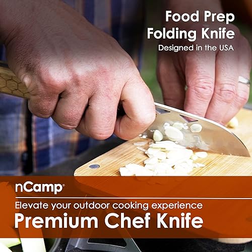 Miniatura 2 de nCamp Cuchillo plegable de preparación de alimentos, cuchillo de chef premium, utilidad clásica occidental, cuchillo de cocina al aire libre con