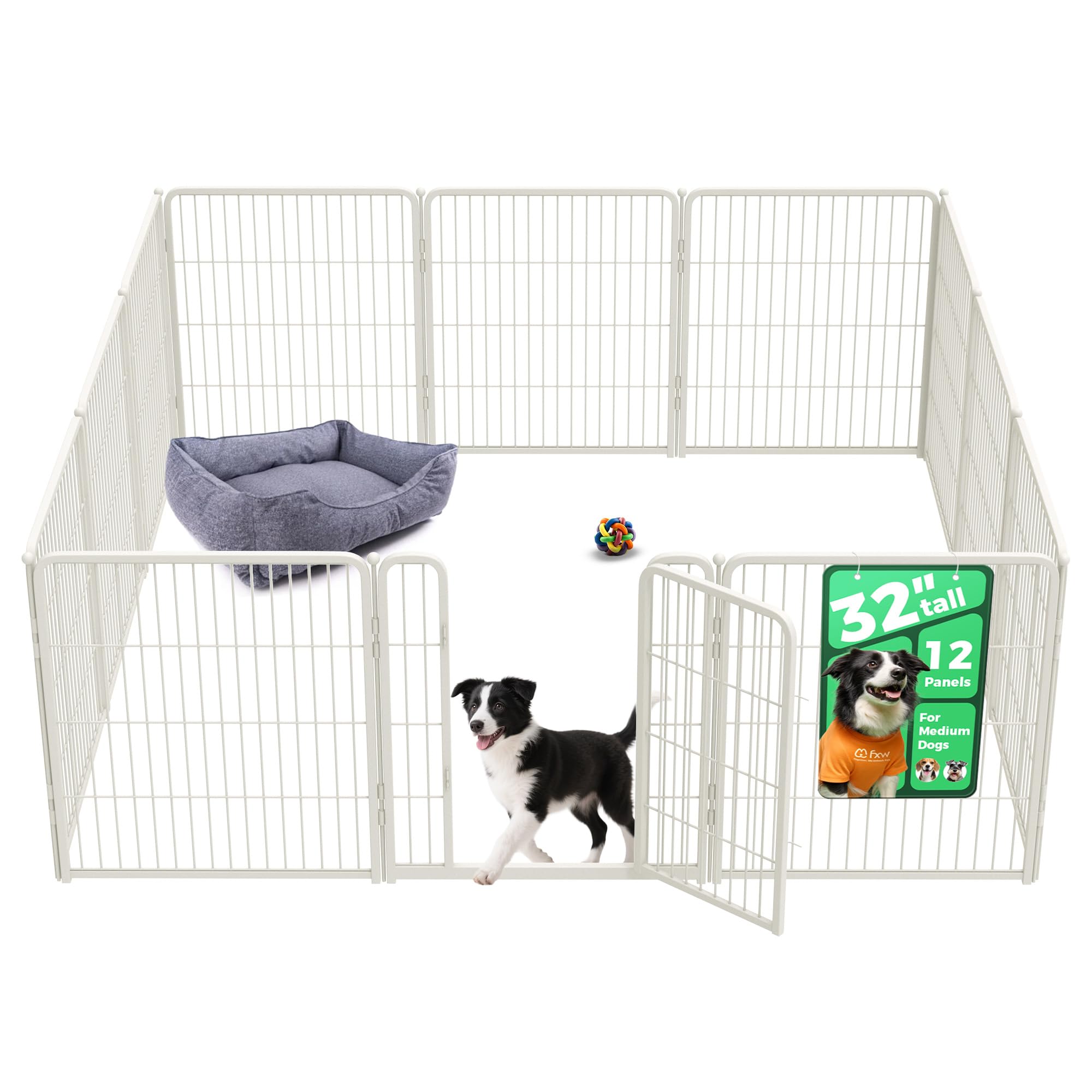 FXW Homeplus Indoor Dog Playpen, 32" H, 12 Panels, for Small &amp; Medium Dogs