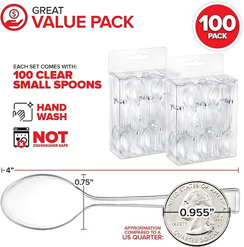 Vista 18 de Mini cucharas de plástico doradas desechables, 4 pulgadas (paquete de 80) cuchara de degustación, mini cuchara de postre para catador de helado, Oro