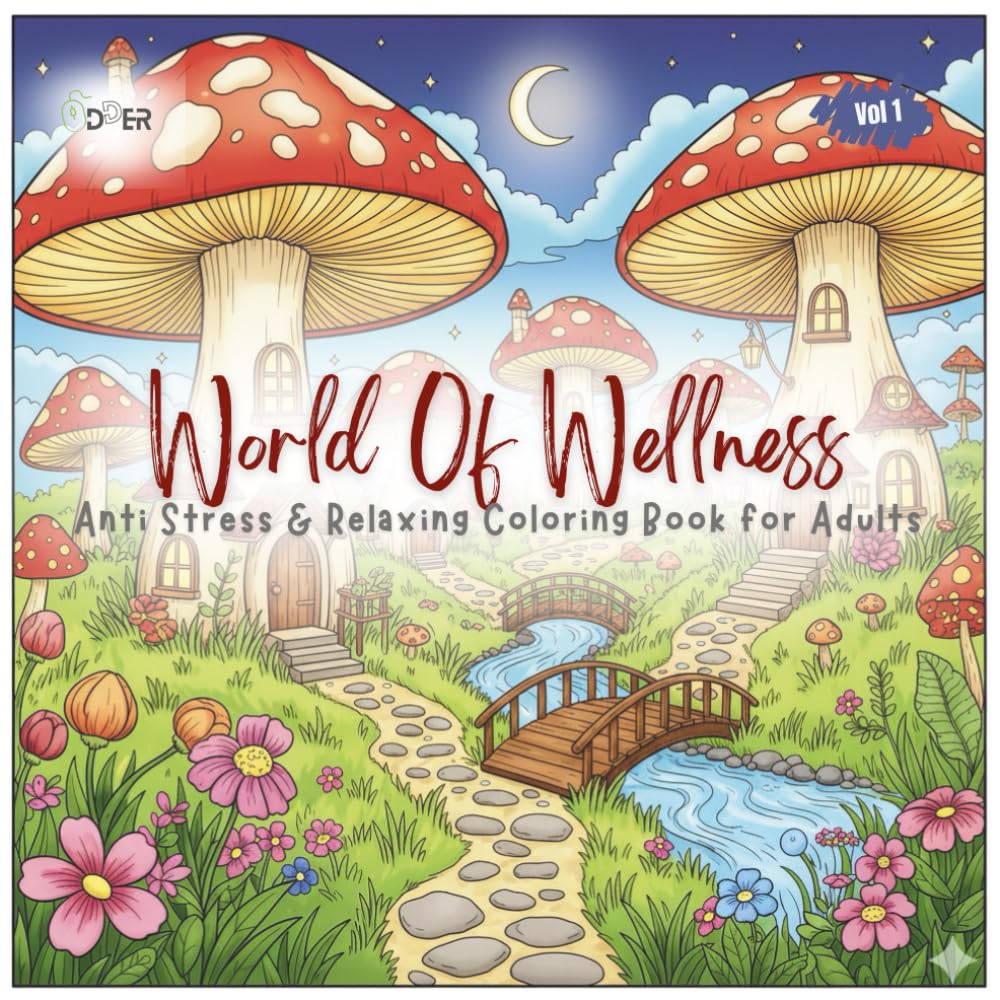 World of Wellness | An Antistress & Relaxing Coloring Book for Adults: 51 Whimsical Scenes of Cozy Interiors, Nature, and Fantasy for Mindfulness and Stress Relief