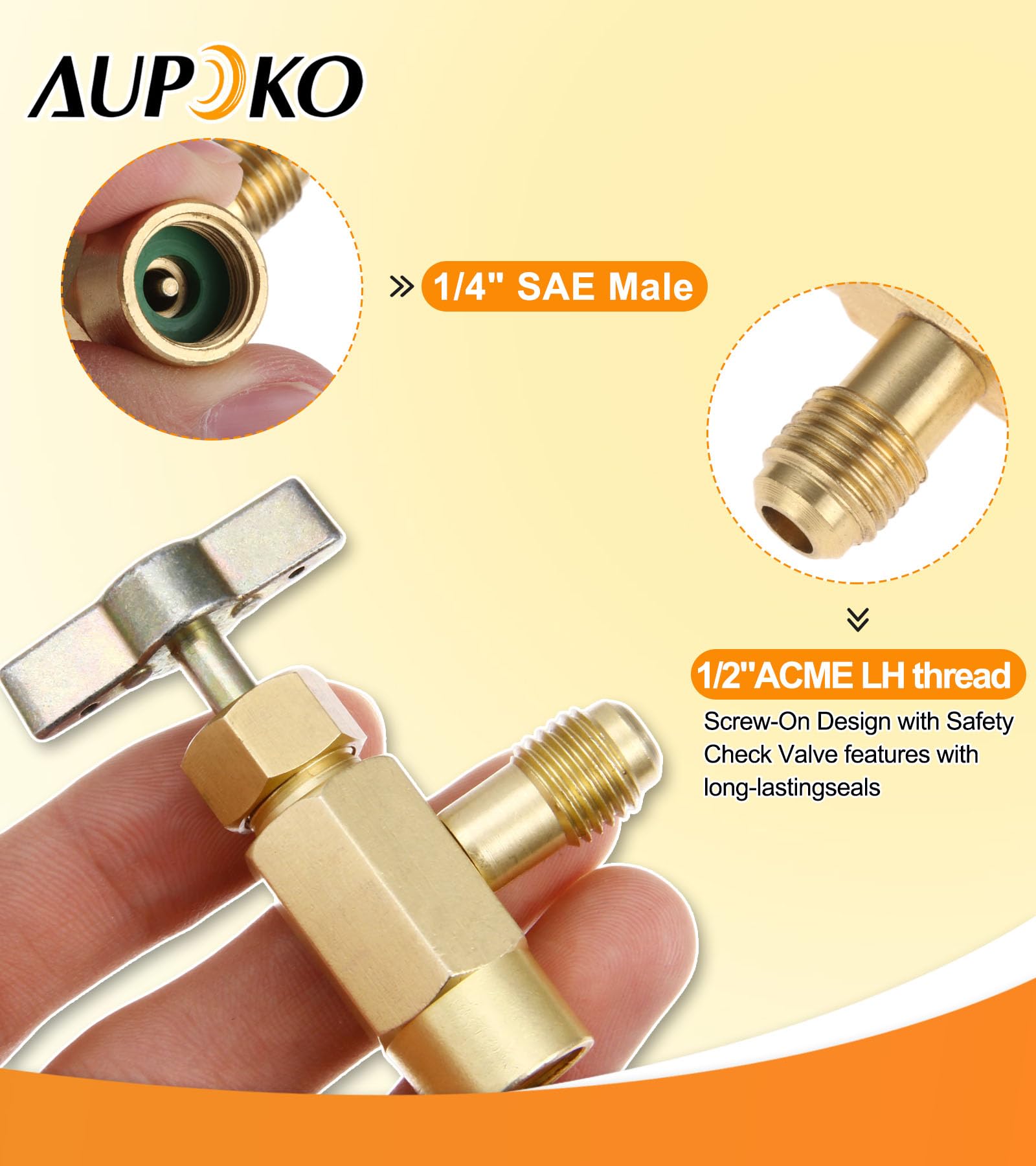 Rubinetto autosigillante R1234YF con adattatore per serbatoio R134A 1/2" Acme a 1/4" SAE