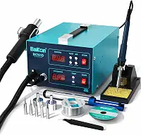 BAKON Estação de Solda Bk701D 700W, 2 Em 1: Estação de Retrabalho de Ar Quente E Ferro de Solda, Estação de Solda Smd com Proteção Esd, Kit de Solda Eletrônica Para Reparo de Celulares, Laptops