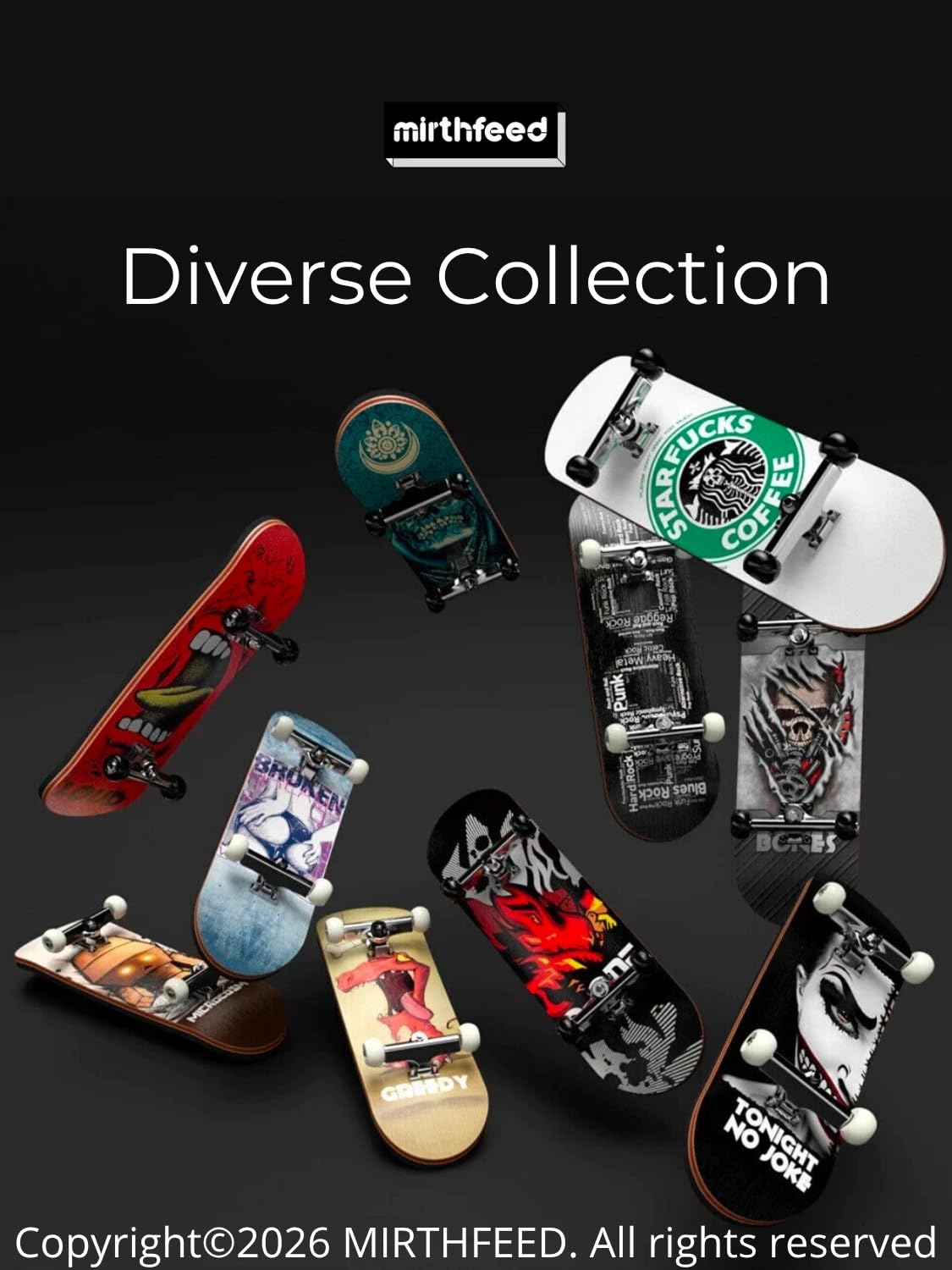 MIRTHFEED 29mm Fingerboard | Bearing Wheels | 5 Ply Maple Deck | Foam Grip Tape | Complimentary Tool and eBook | 4