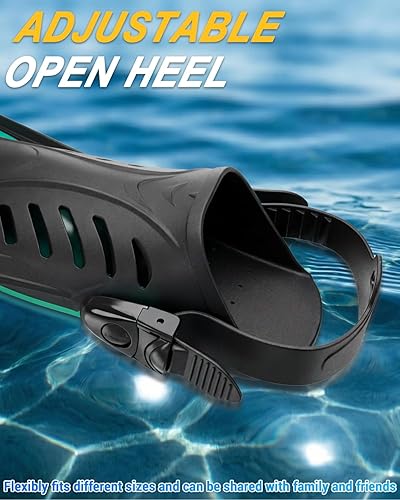 Vista 4 de Alatas de buceo y equipo de esnórquel para adultos, aletas de snorkel, aletas de natación abiertas, ajustables, para hombres, mujeres, niños, aletas