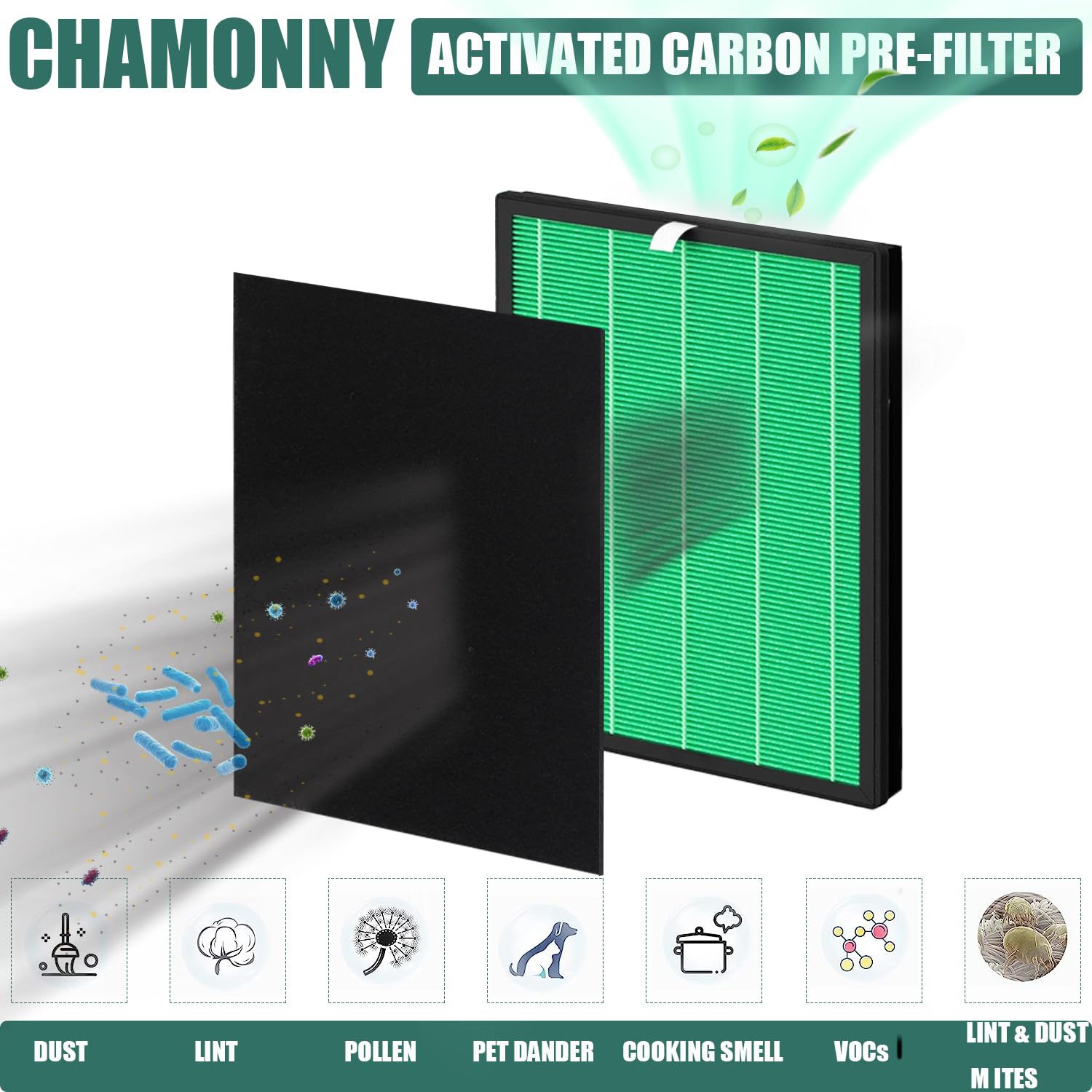 Air Purifier Filter Replacement Kit: 2 filtros HEPA Green True y 8 filtros de carbono activados, compatible con AP-1019C-FP