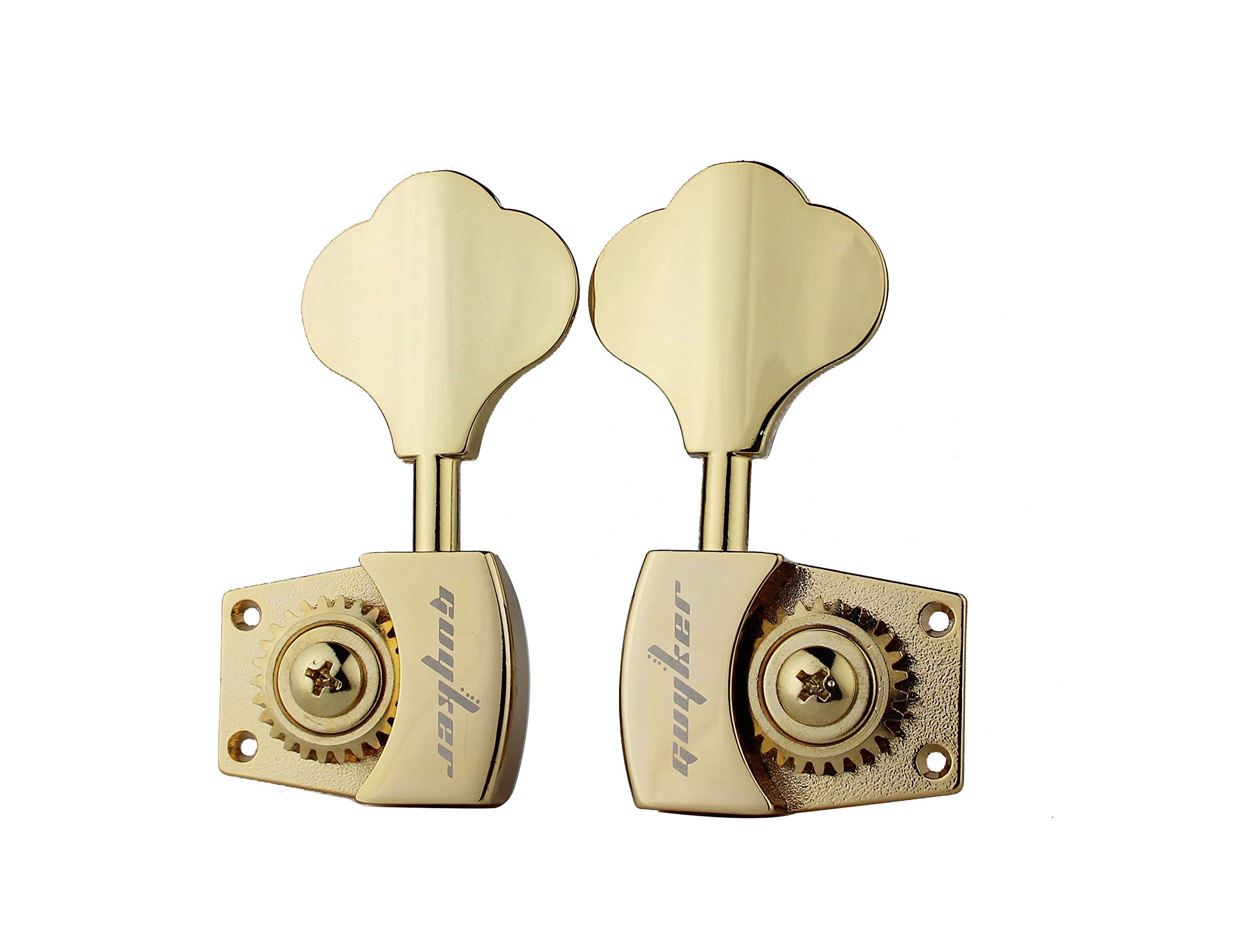 Guyker Tunery basowe (3R + 2L) - stosunek 1:26 Open Gear Tuning Key Pegs zamiennik głowicy maszyny do elektrycznej gitary jazzowej gitary basowej lub instrumentów precyzyjnych - złote
